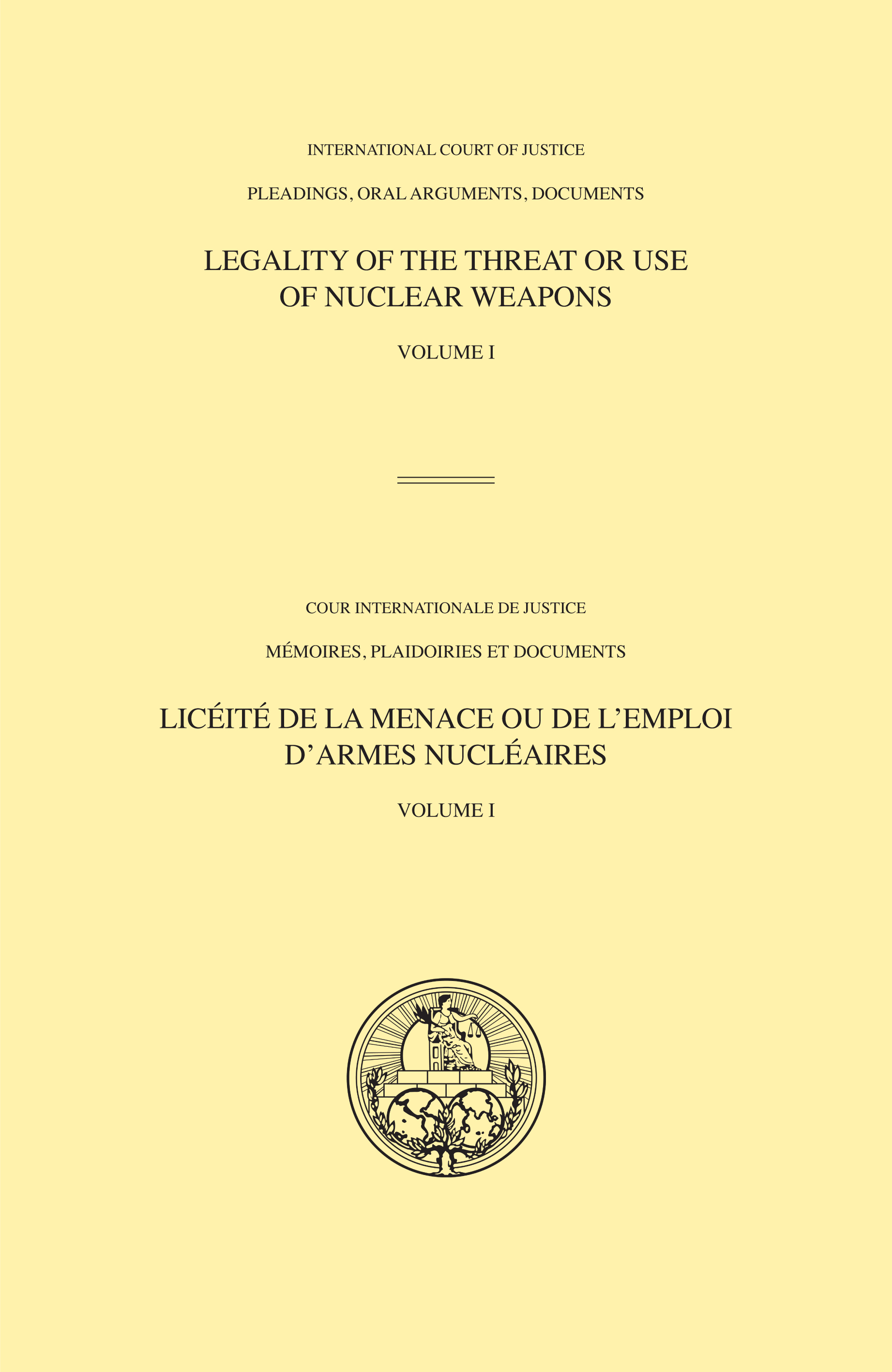image of Legality of the Threat or Use of Nuclear Weapons: Volume I