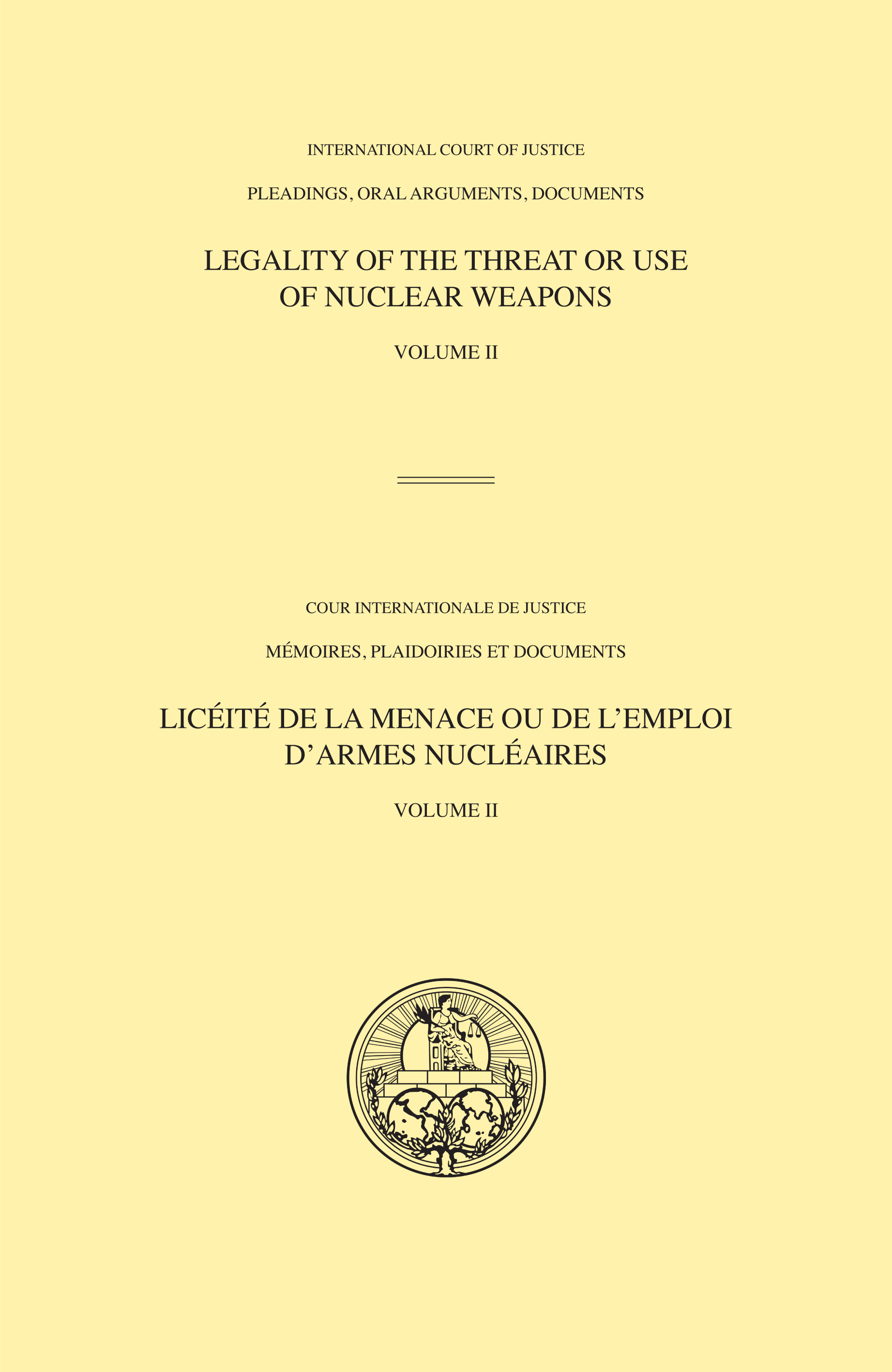 image of Legality of the Threat or Use of Nuclear Weapons: Volume II