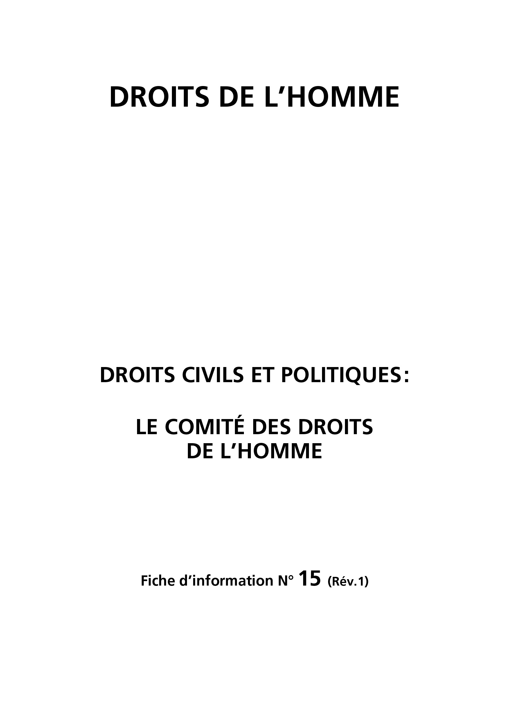 image of Droits de l’homme Fiche d’information No. 15, Rév. 1