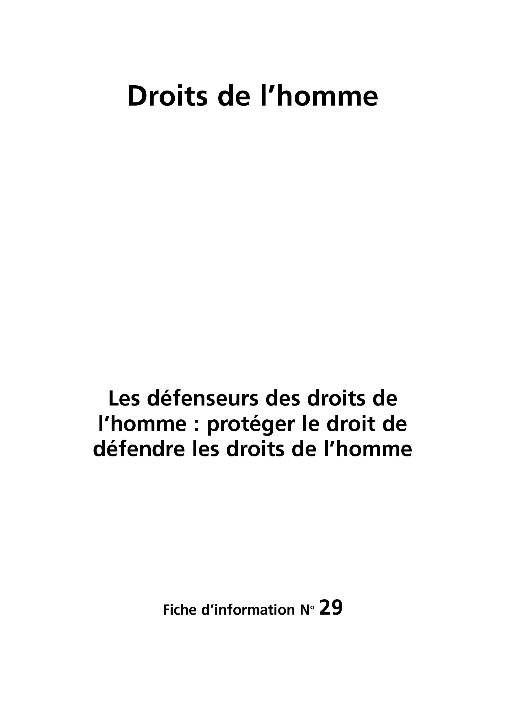 image of Droits de l’homme Fiche d’information No. 29