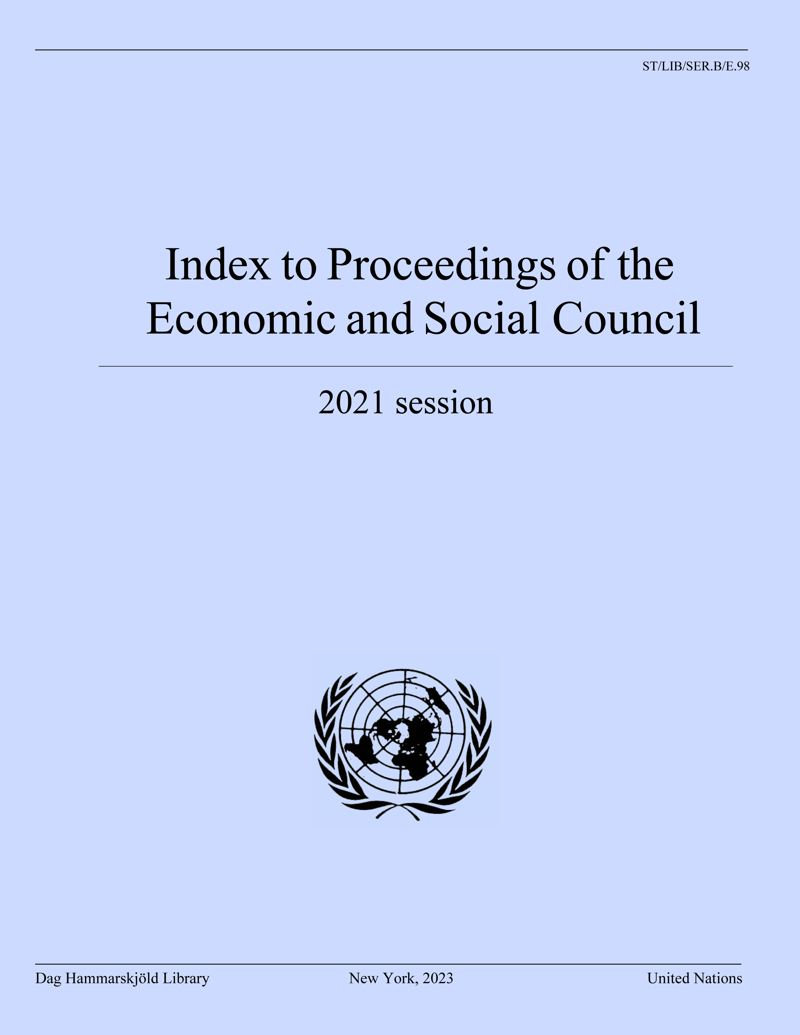 image of Index to Proceedings of the Economic and Social Council 2021