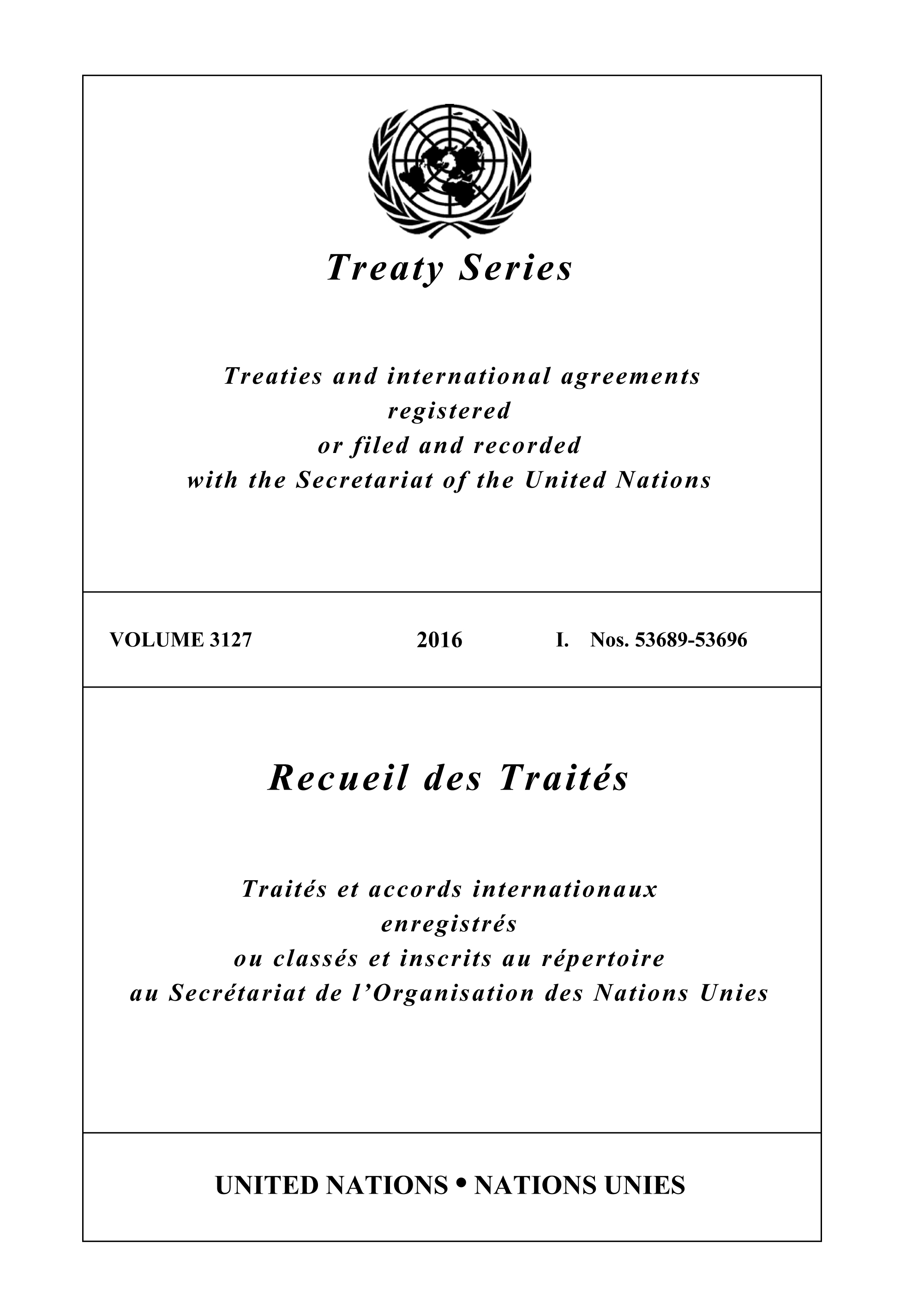 image of Recueil des Traités 3127