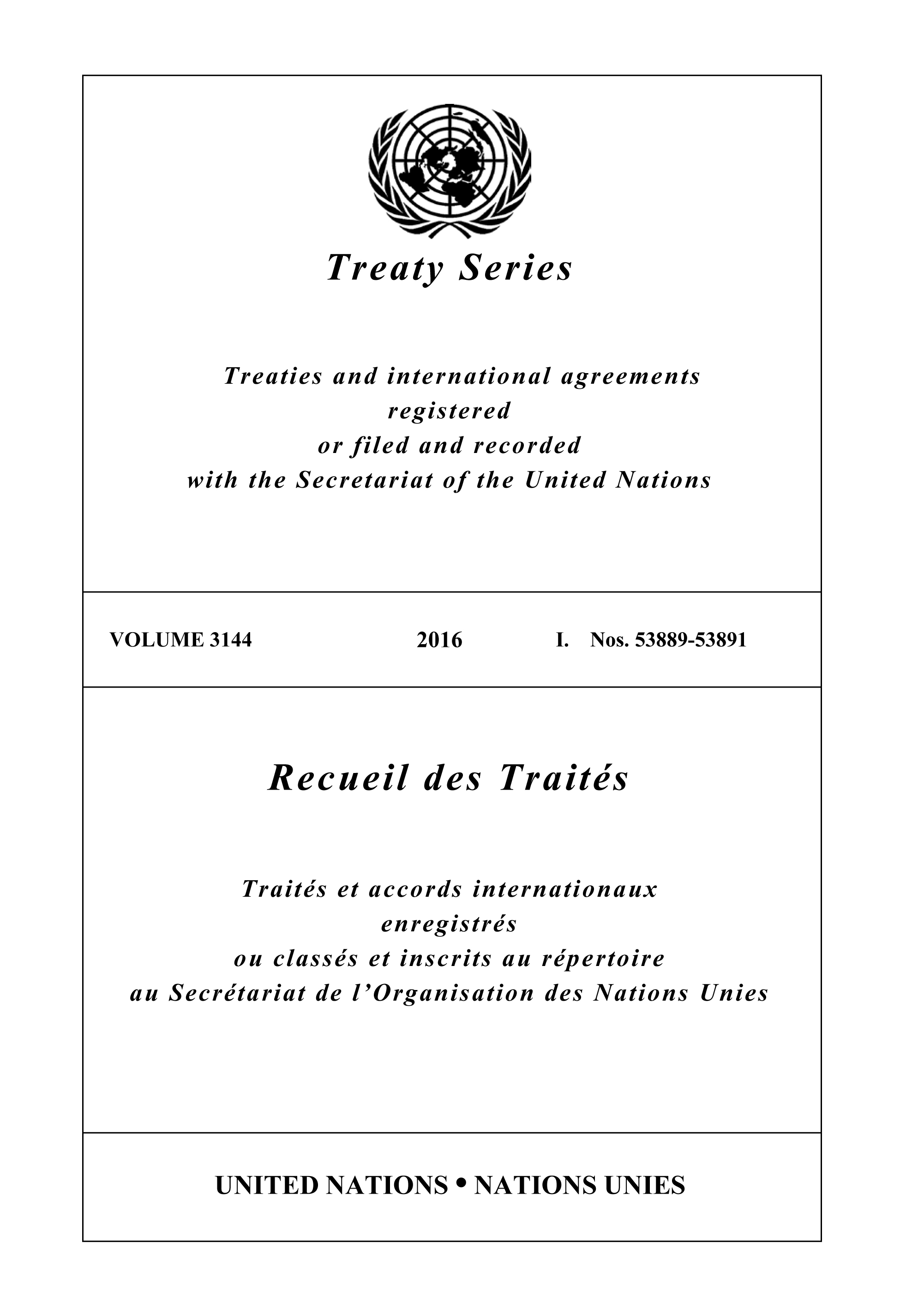 image of Recueil des Traités 3144
