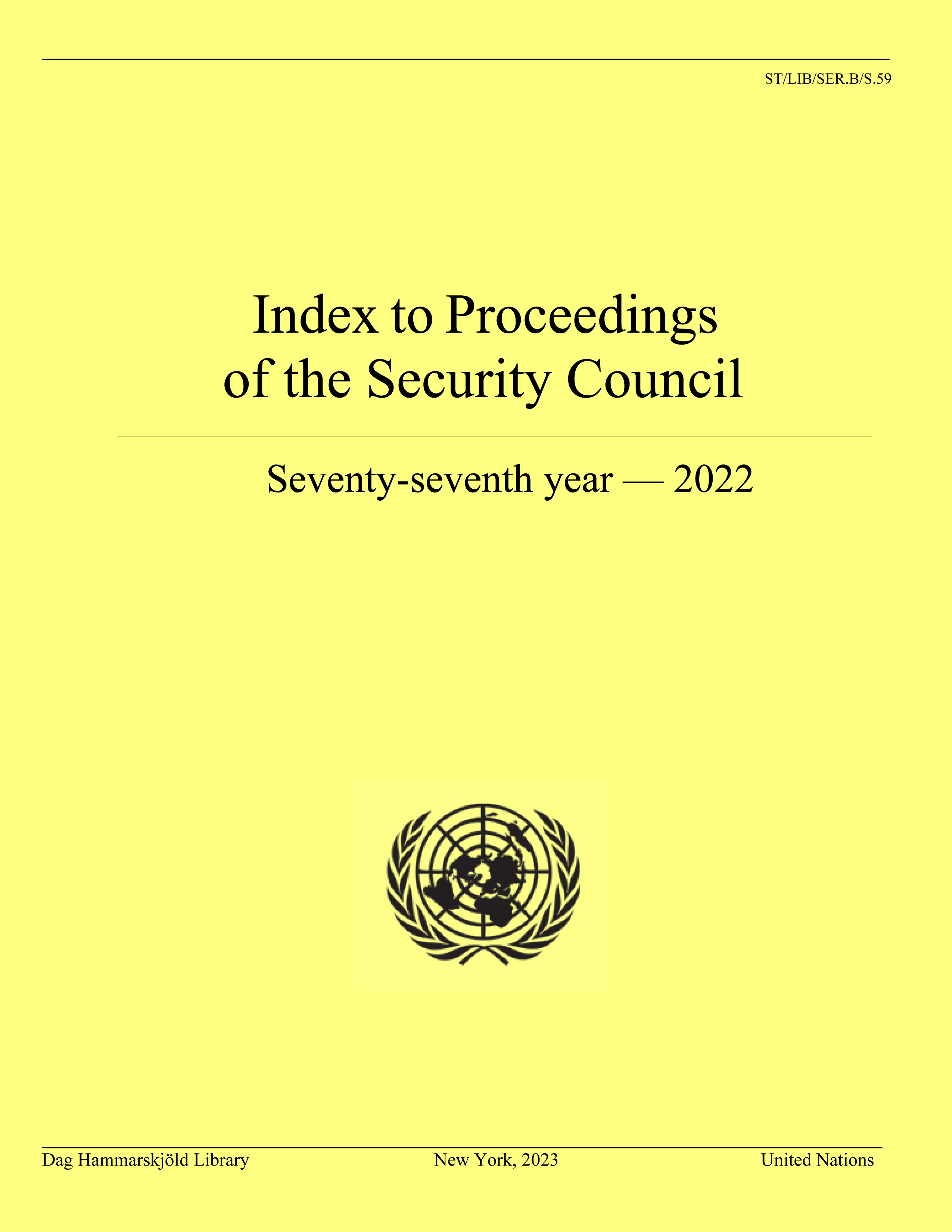 image of Index to Proceedings of the Security Council: Seventy-seventh Year, 2022