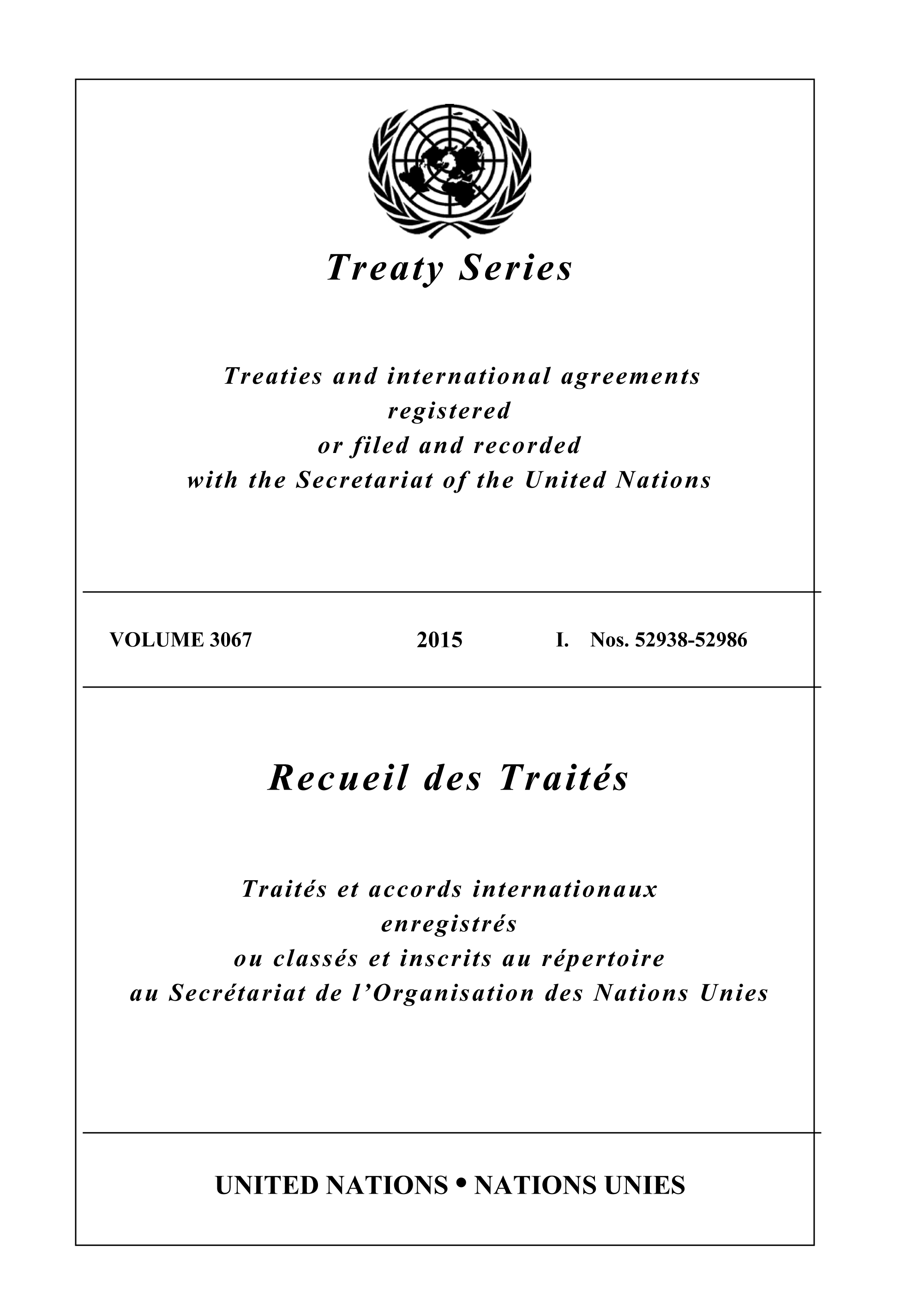 image of Recueil des Traités 3067