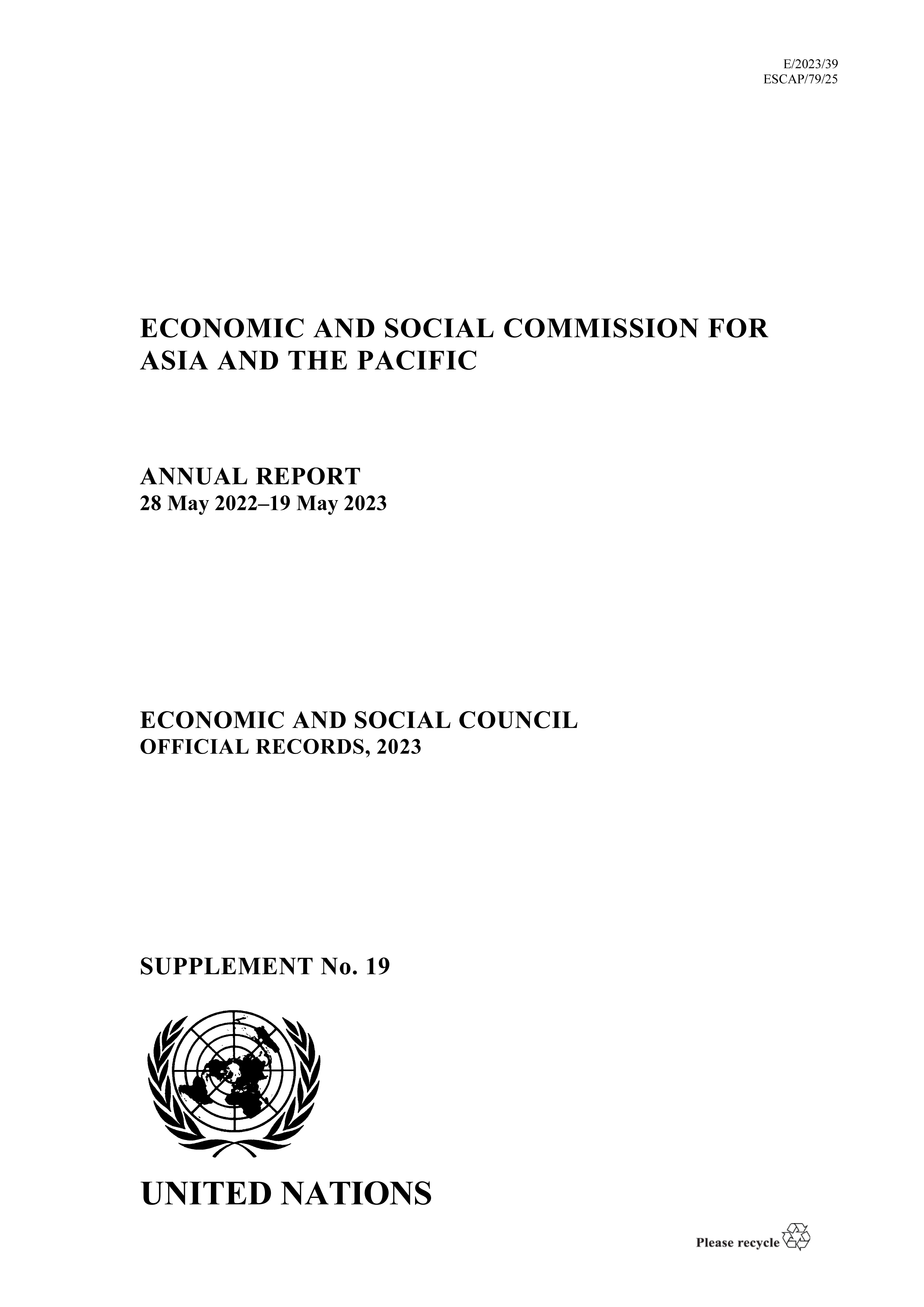 image of Annual Report of the Economic and Social Commission for Asia and the Pacific 2023