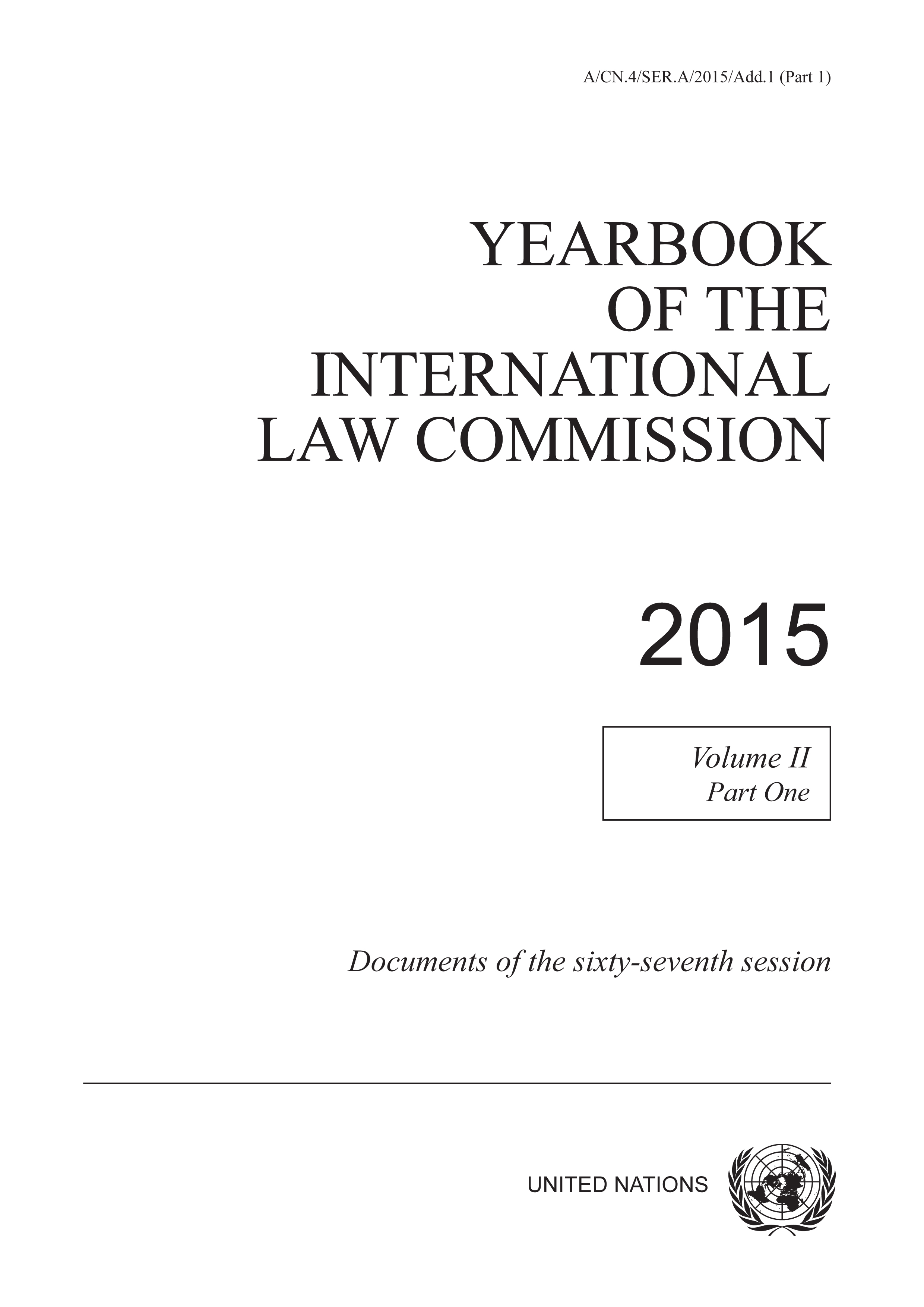 image of Yearbook of the International Law Commission 2015, Vol. II, Part 1