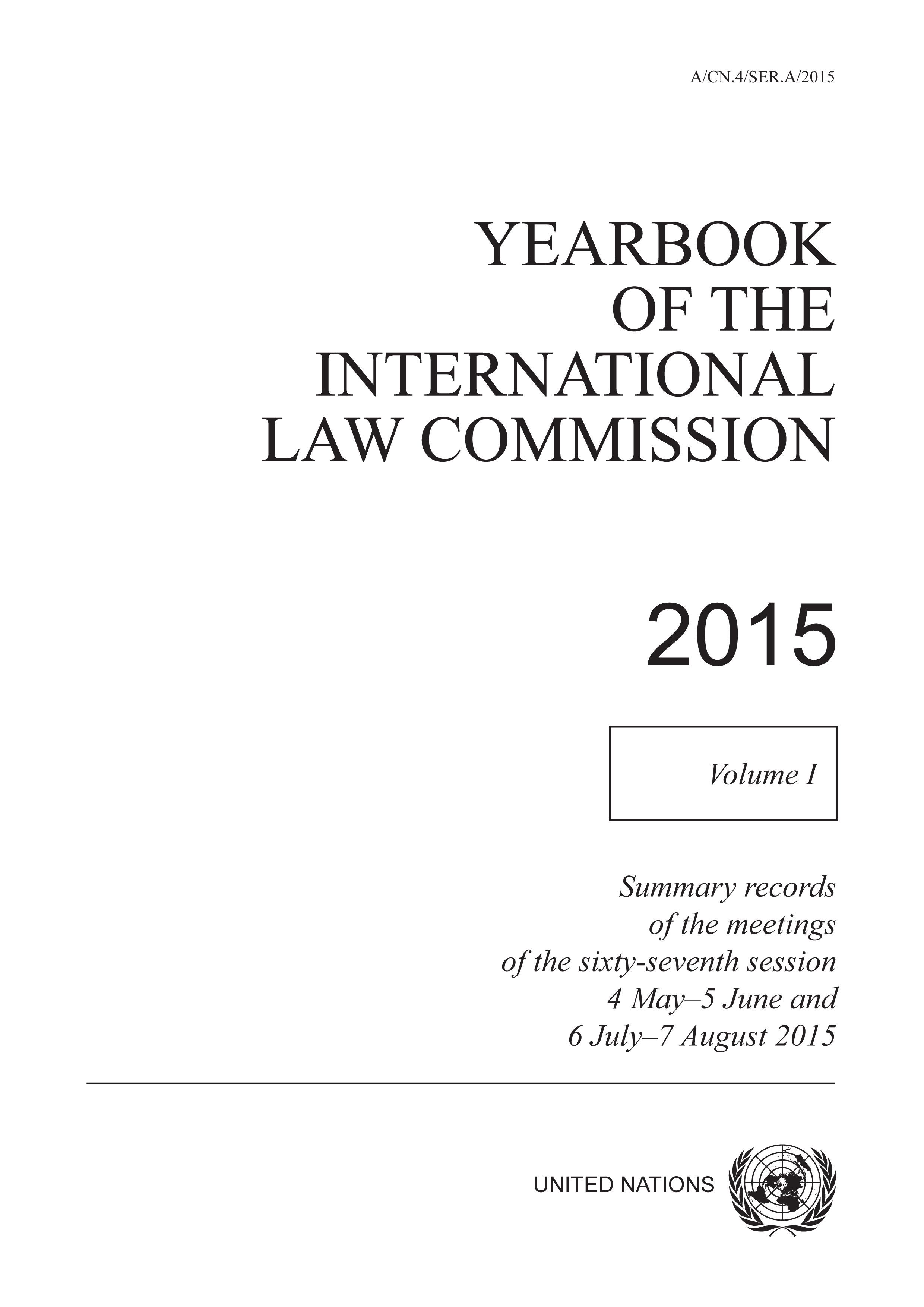 image of Yearbook of the International Law Commission 2015, Vol. I
