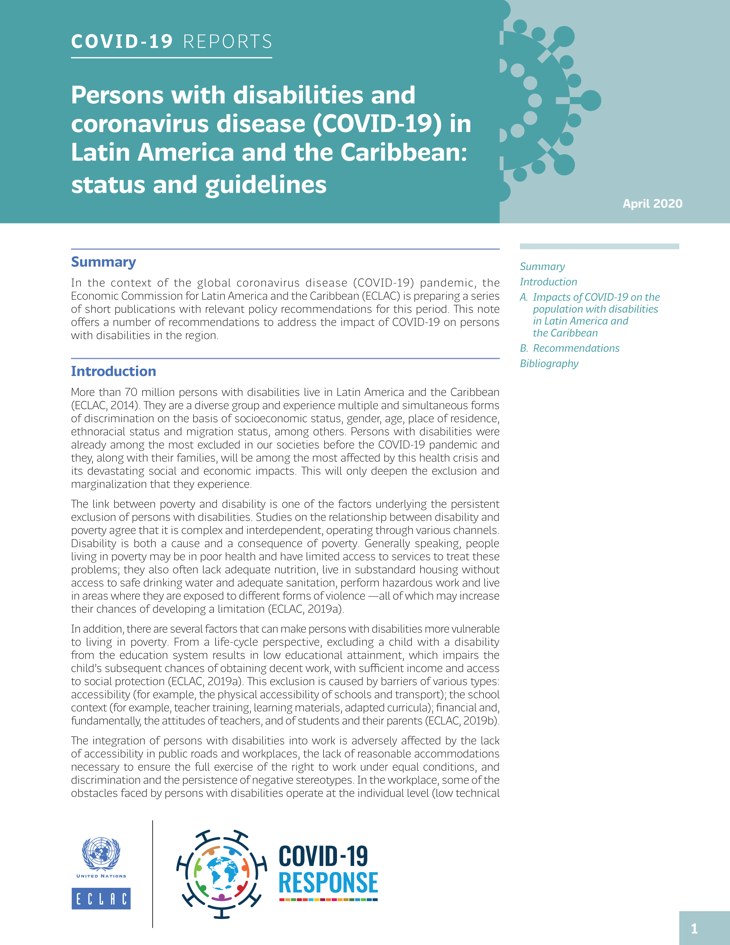 image of Persons with Disabilities and Coronavirus Disease (COVID-19) in Latin America and the Caribbean: Status and Guidelines