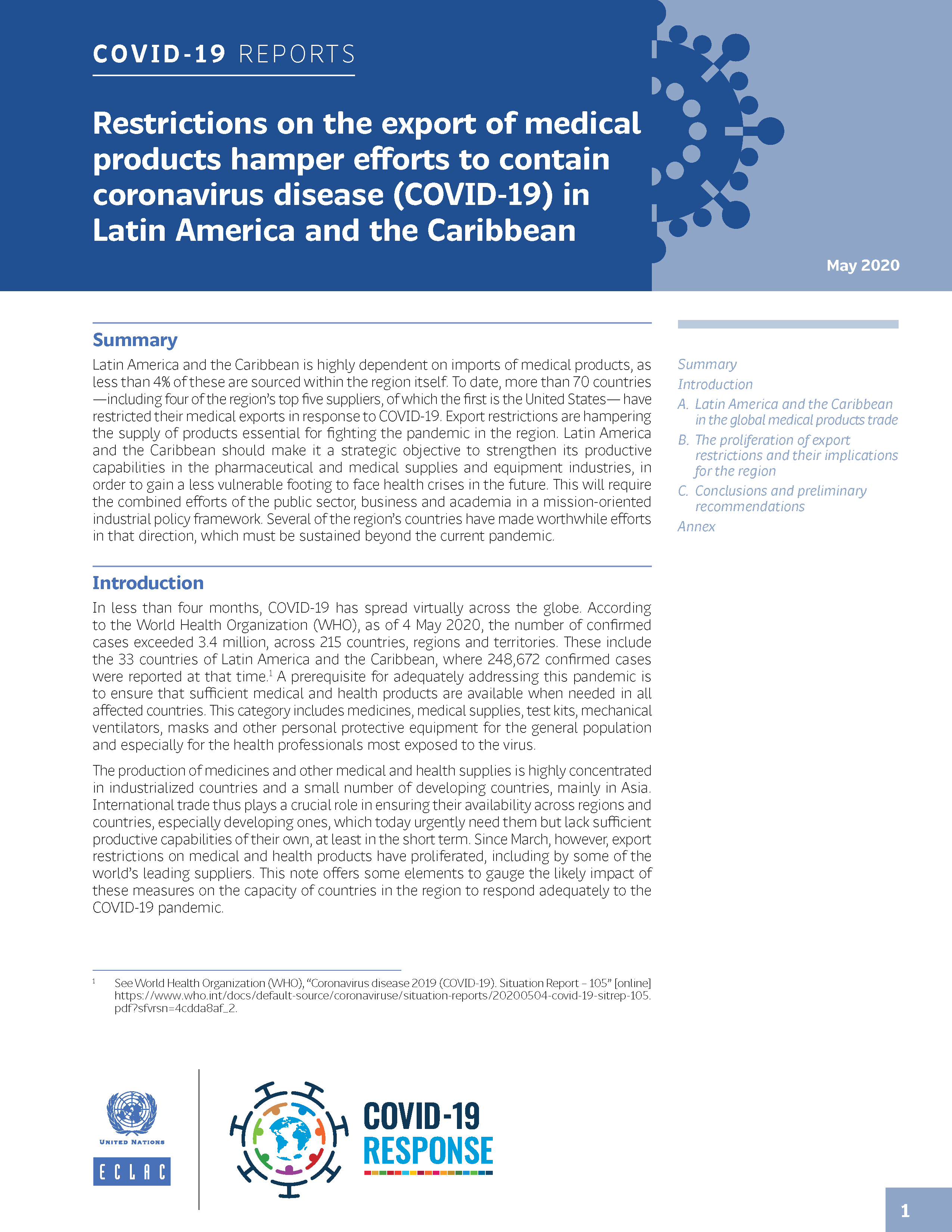 image of Restrictions on the Export of Medical Products Hamper Efforts to Contain Coronavirus Disease (COVID-19) in Latin America and the Caribbean