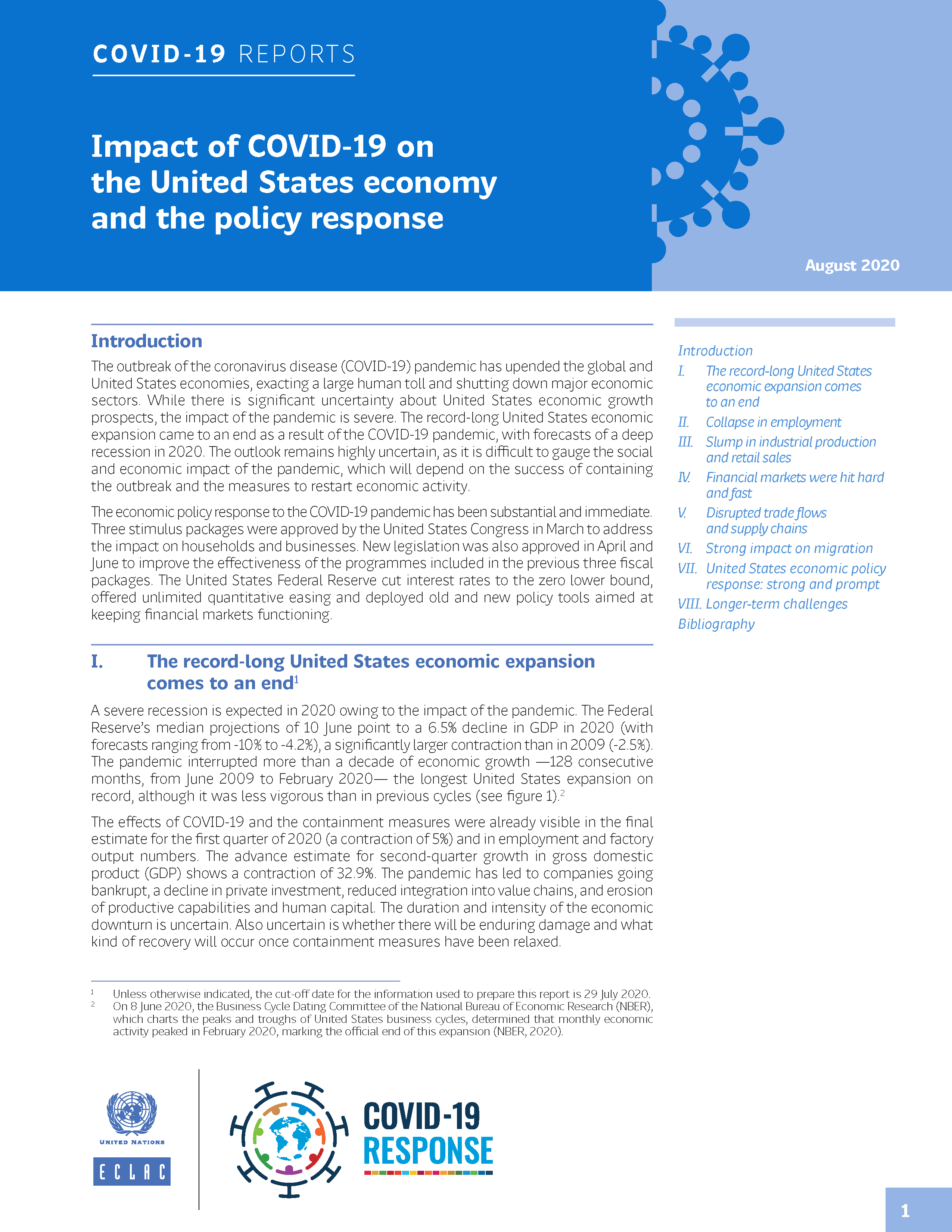 image of Impact of COVID-19 on the United States Economy and the Policy Response