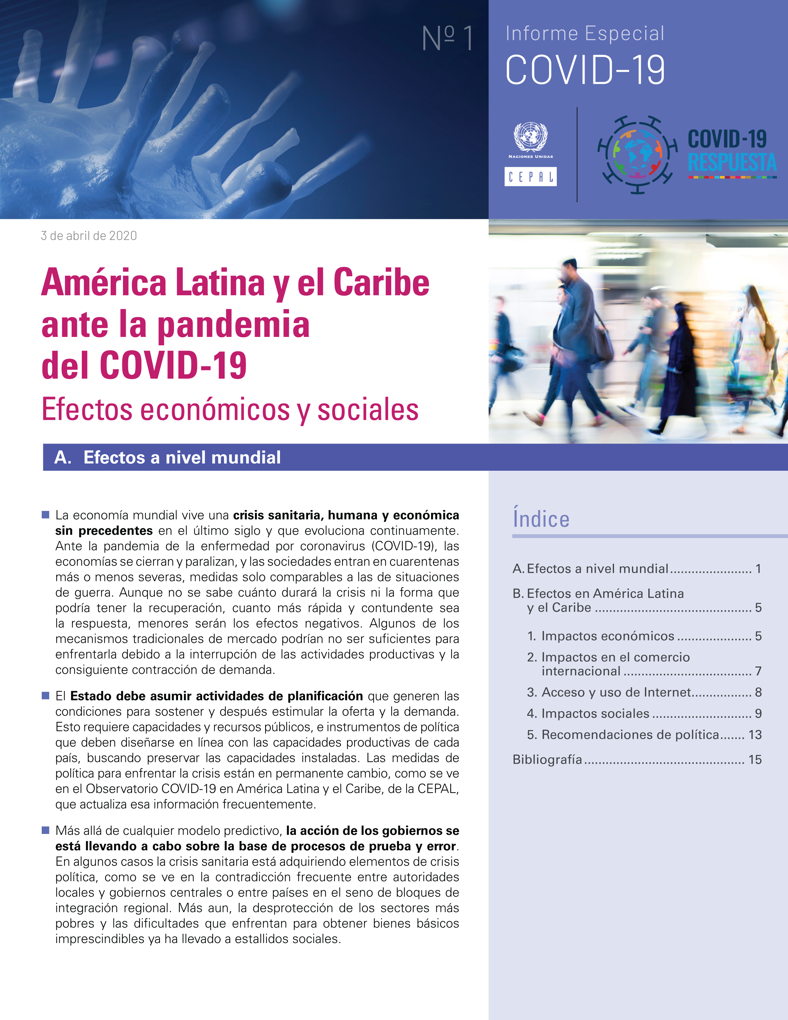 image of América Latina y el Caribe ante la pandemia del COVID-19: Efectos económicos y sociales