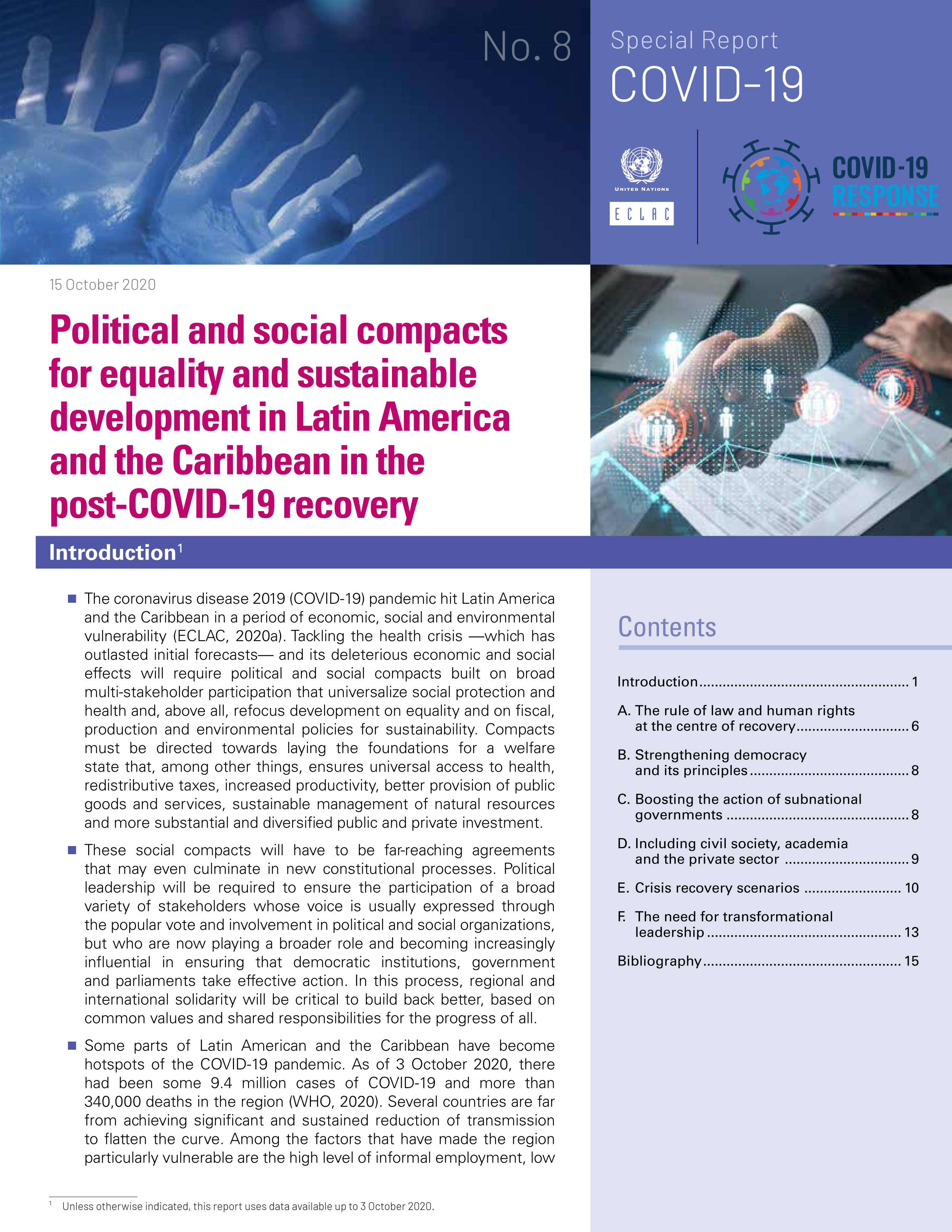 image of Political and Social Compacts for Equality and Sustainable Development in Latin America and the Caribbean in the Post-COVID-19 Recovery