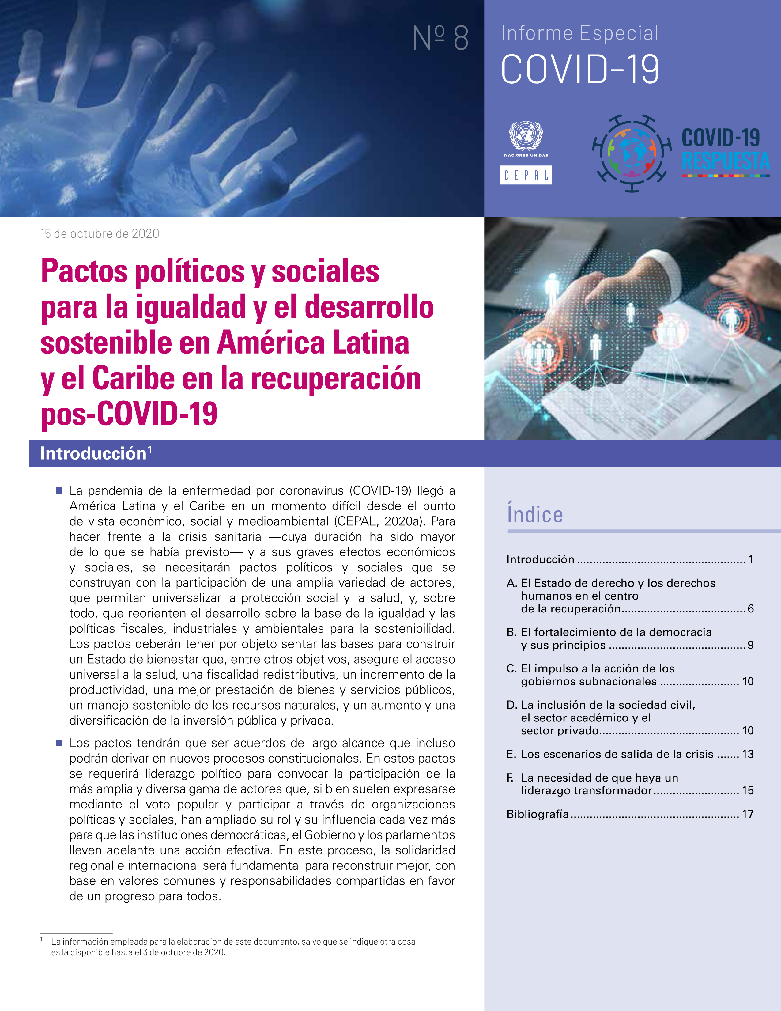 image of Pactos políticos y sociales para la igualdad y el desarrollo sostenible en América Latina y el Caribe en la recuperación pos-COVID-19