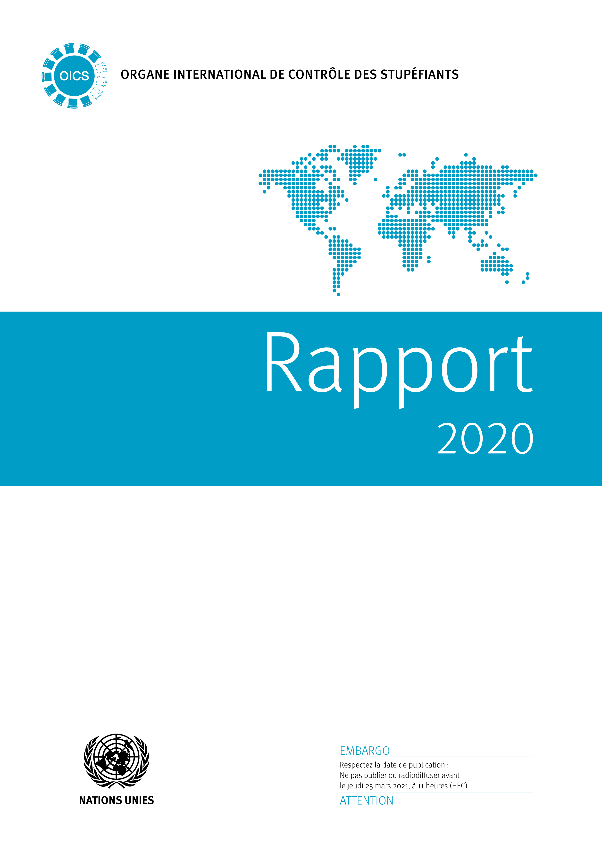 image of Rapport de l'Organe international de contrôle des stupéfiants pour 2020