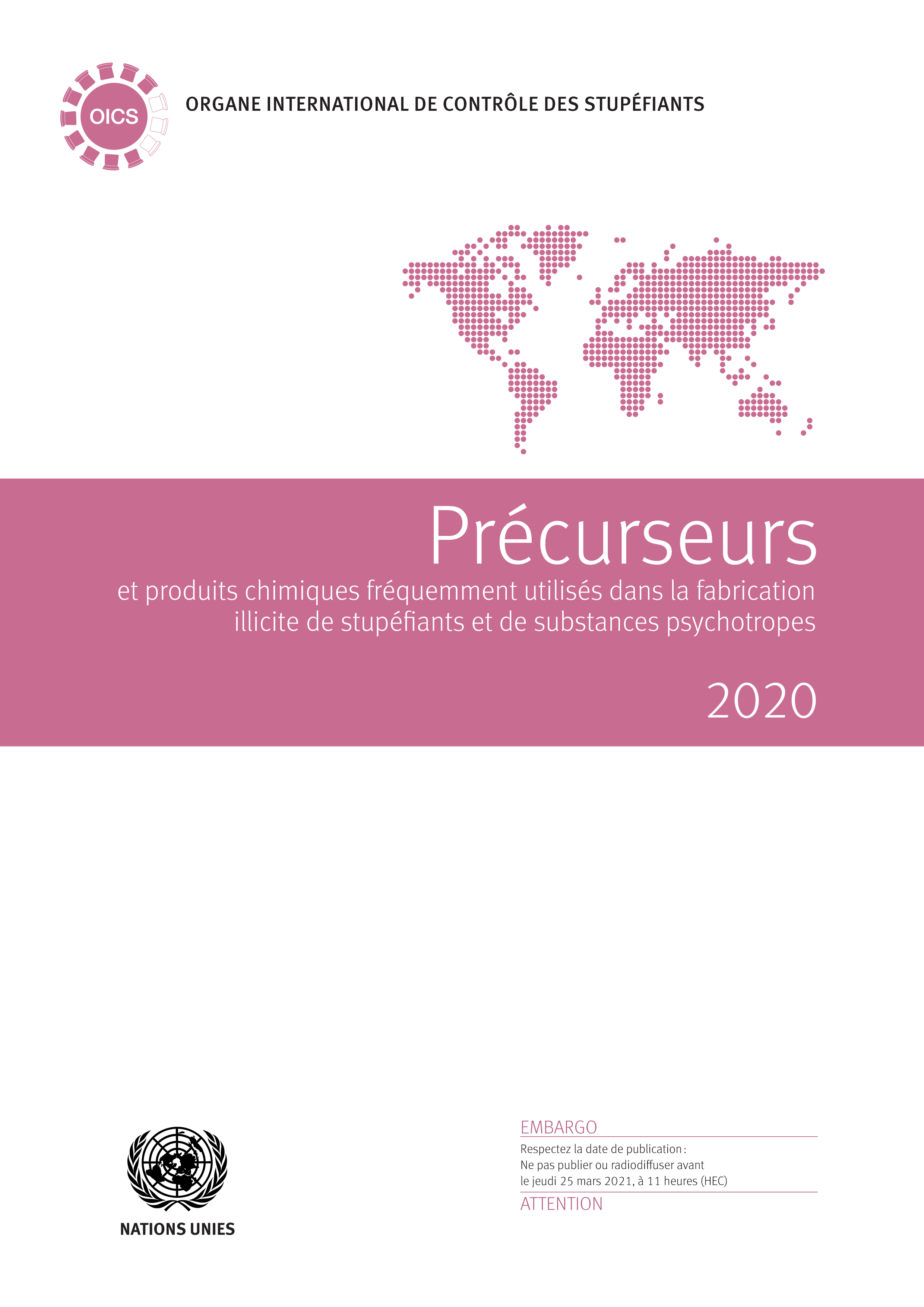 image of Précurseurs et produits chimiques fréquemment utilises dans la fabrication illicite de stupéfiants et de substances psychotropes 2020