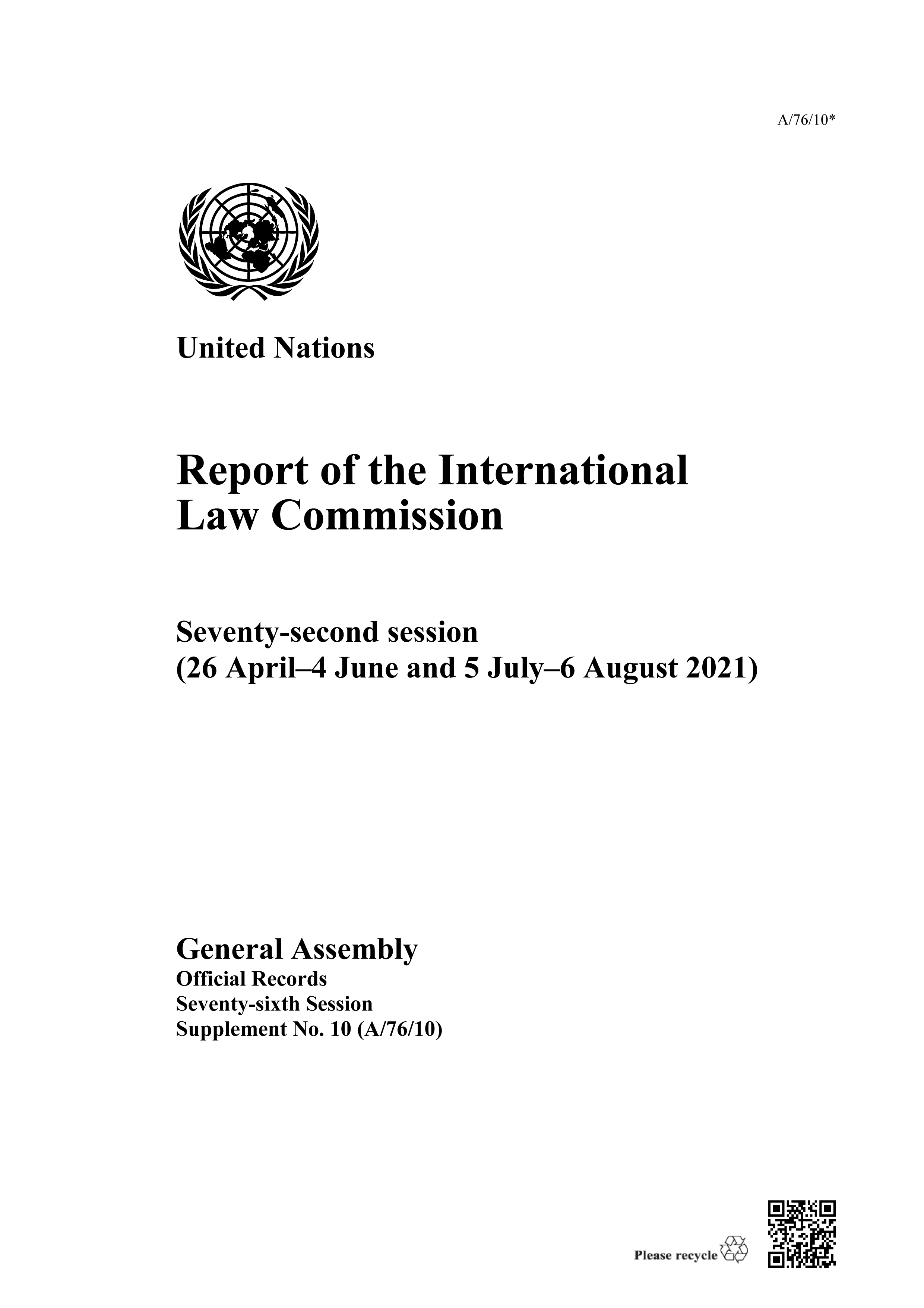 image of Report of the International Law Commission