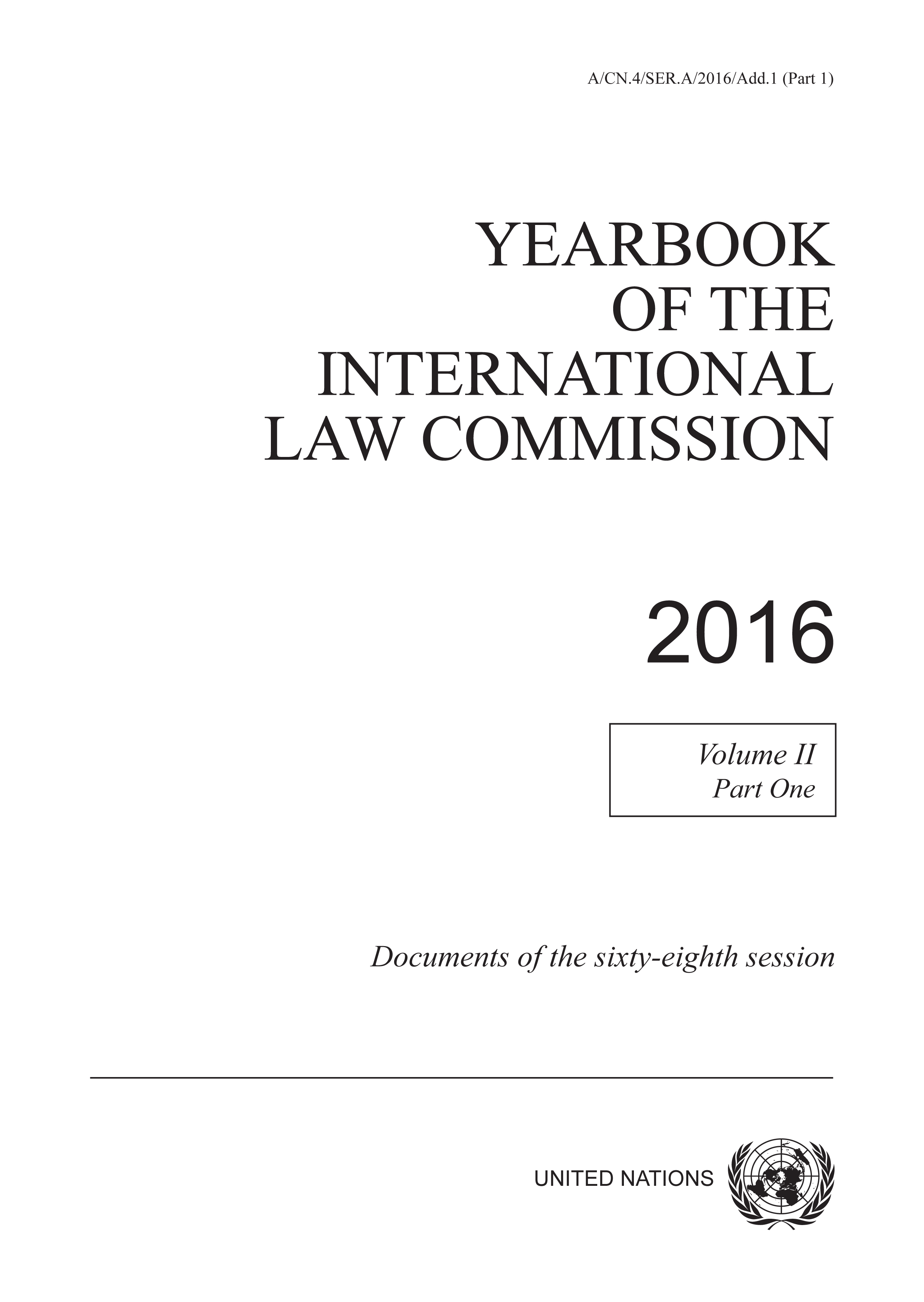 image of Yearbook of the International Law Commission 2016, Vol. II, Part 1
