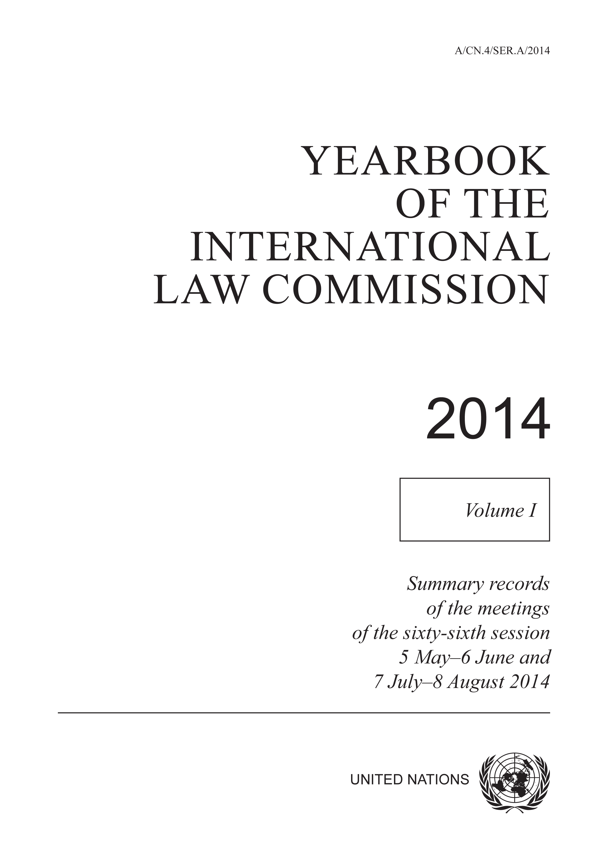 image of Yearbook of the International Law Commission 2014, Vol. I