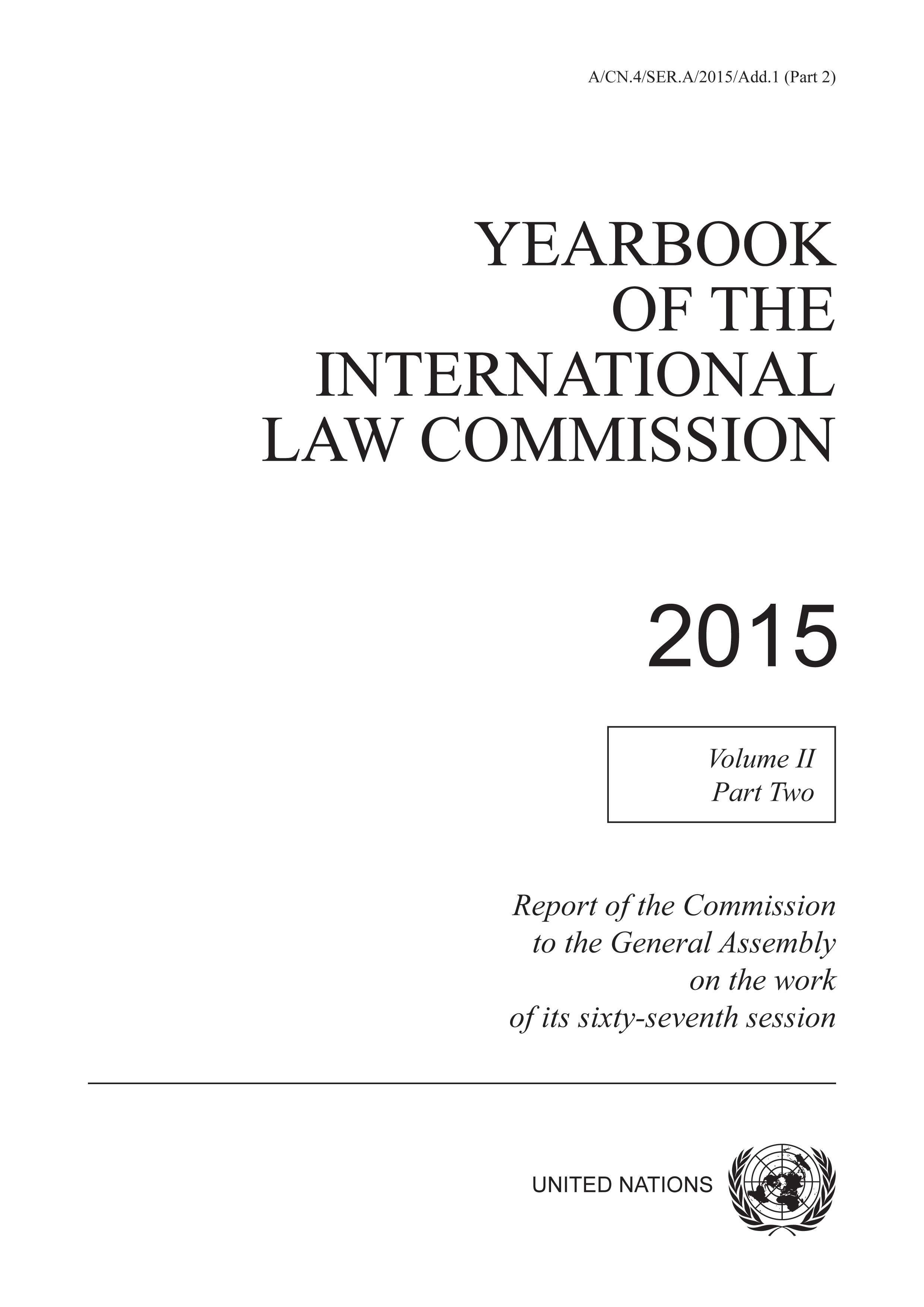 image of Yearbook of the International Law Commission 2015, Vol. II, Part 2