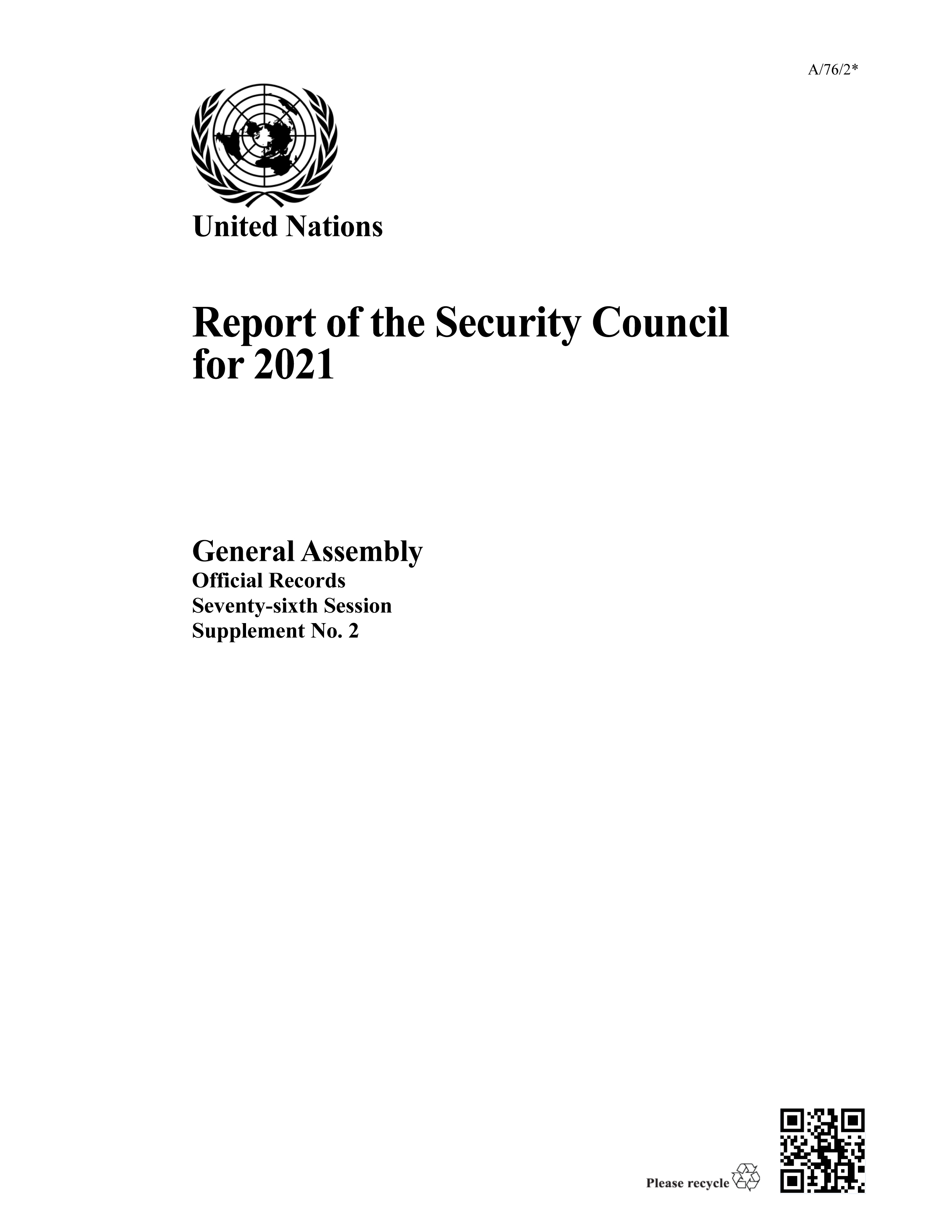 image of Report of the Security Council for 2021