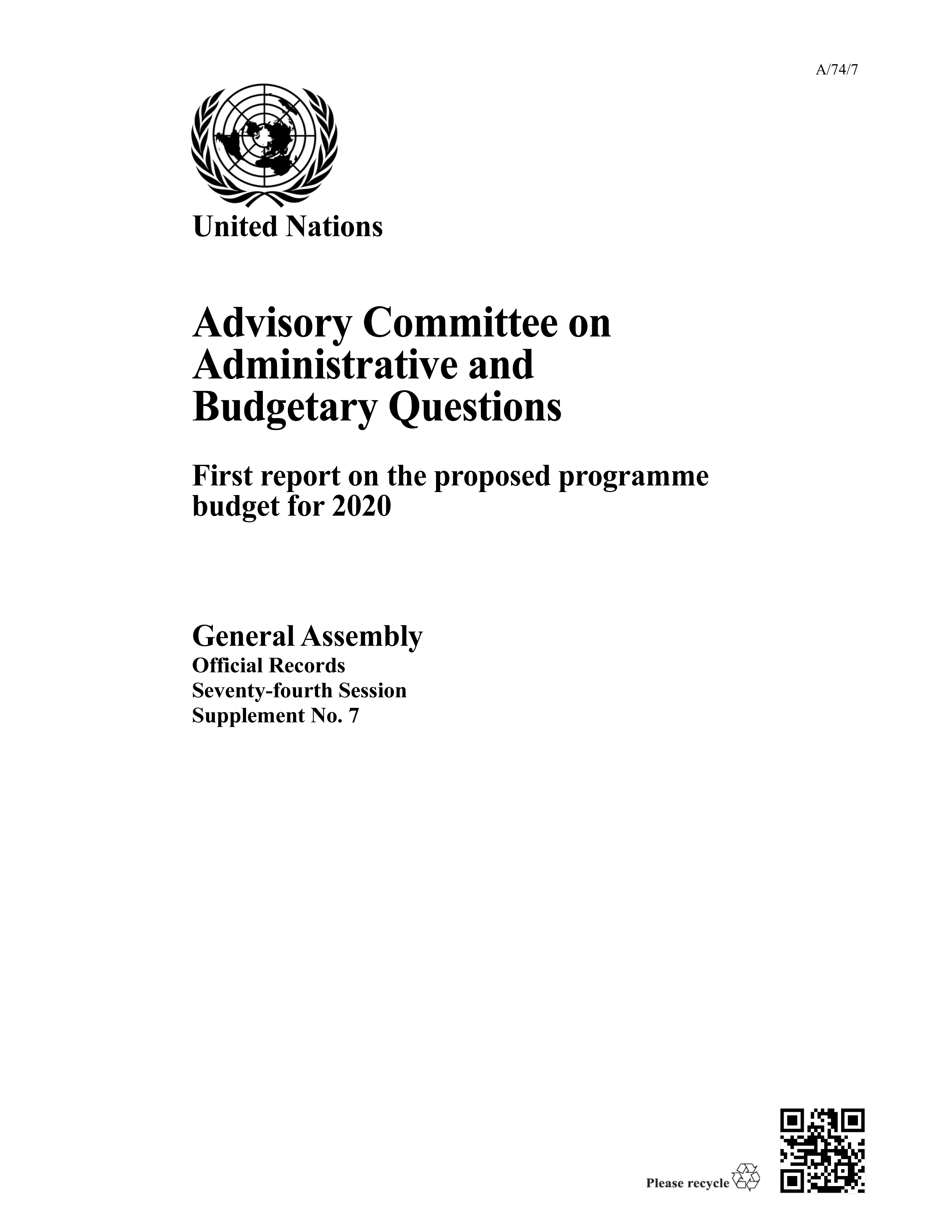 image of Advisory Committee on Administrative and Budgetary Questions