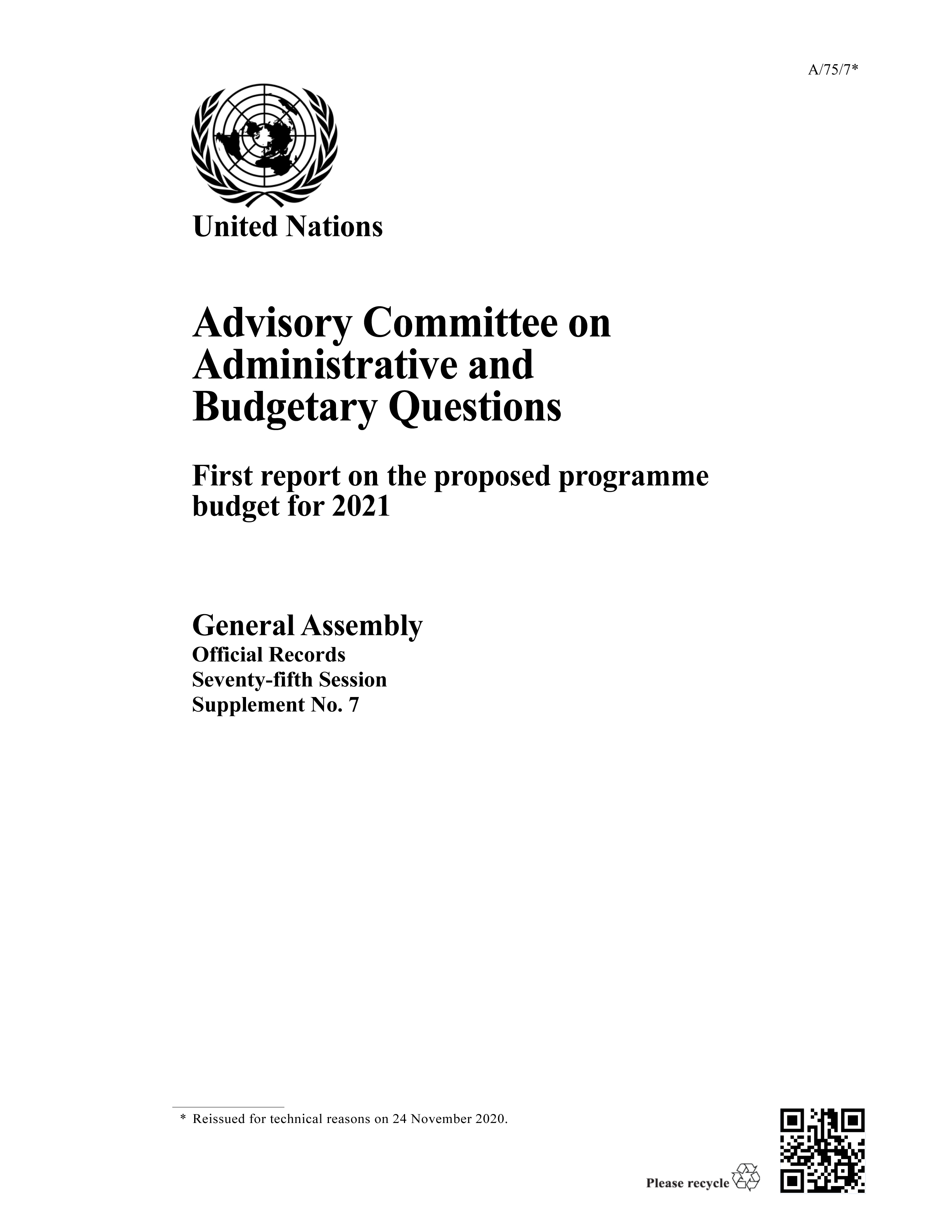 image of Advisory Committee on Administrative and Budgetary Questions