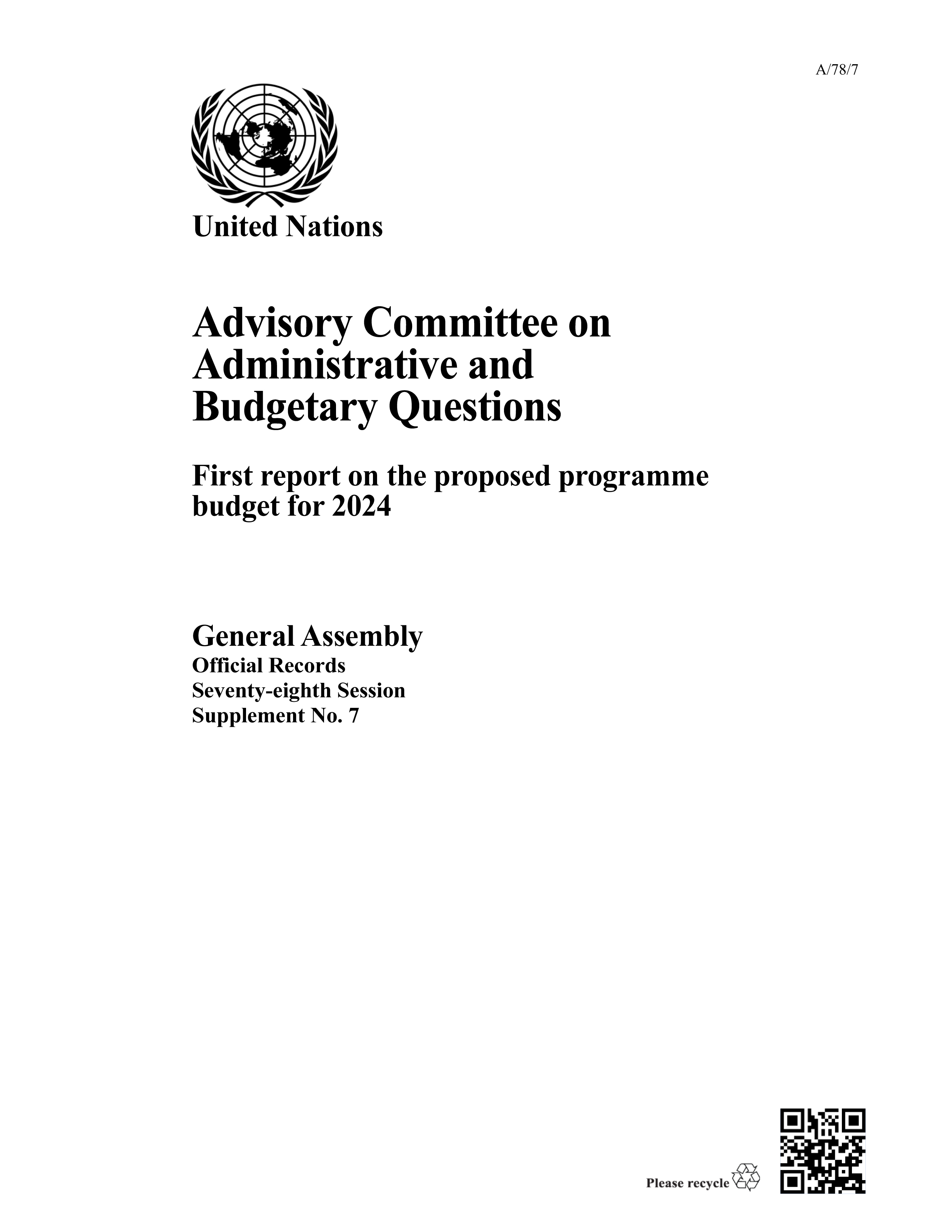 image of Advisory Committee on Administrative and Budgetary Questions