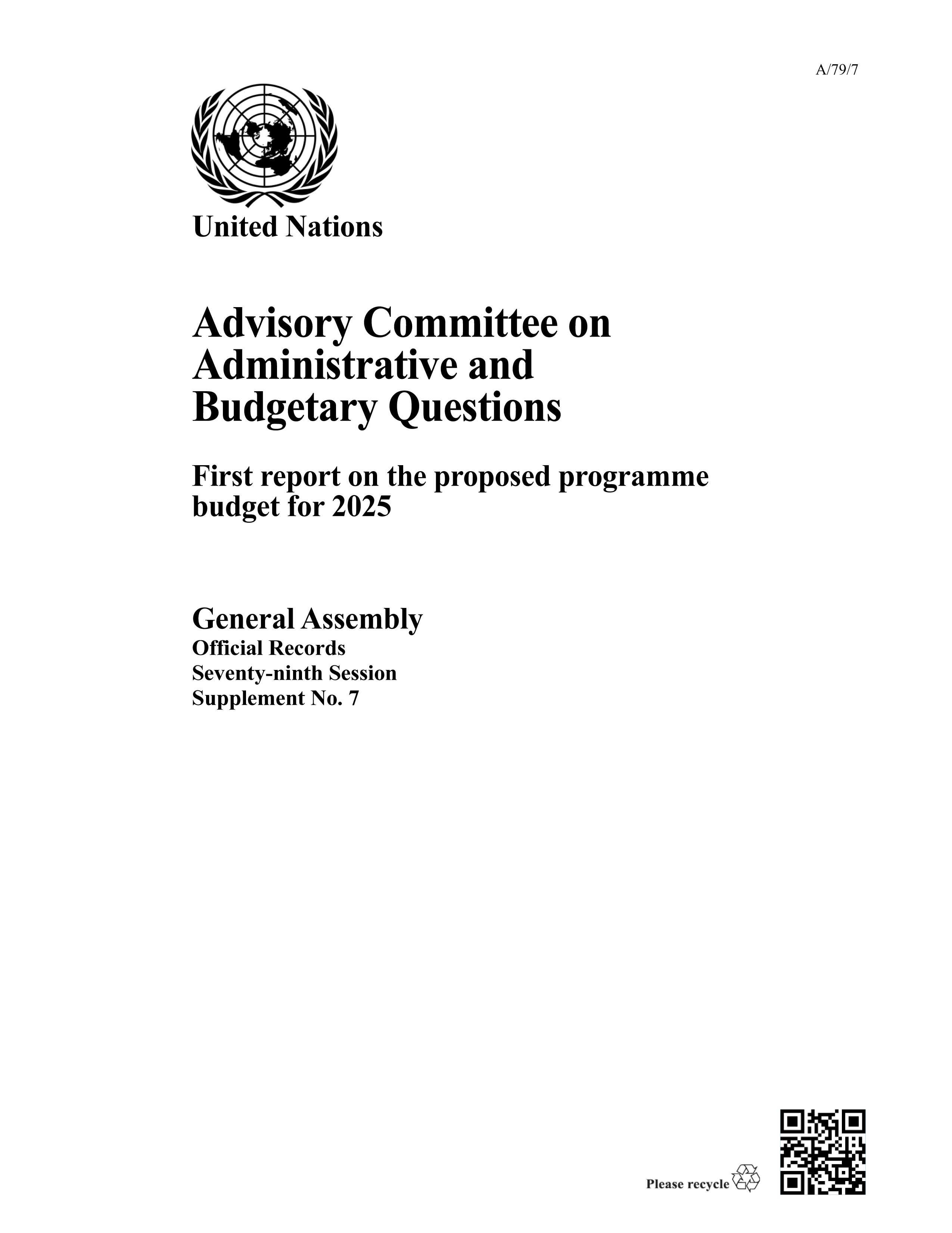 image of Advisory Committee on Administrative and Budgetary Questions