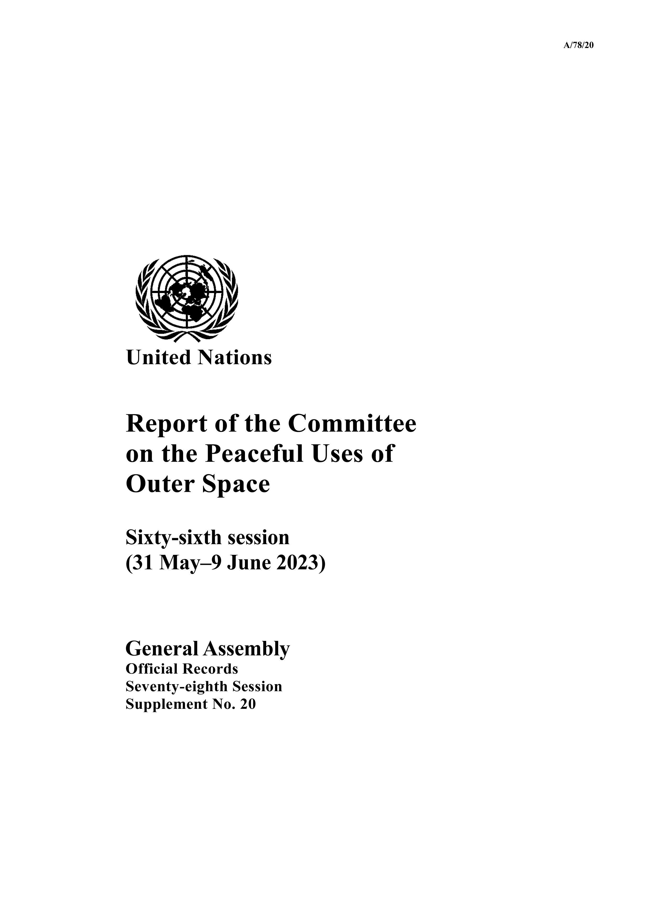 image of Report of the Committee on the Peaceful Uses of Outer Space