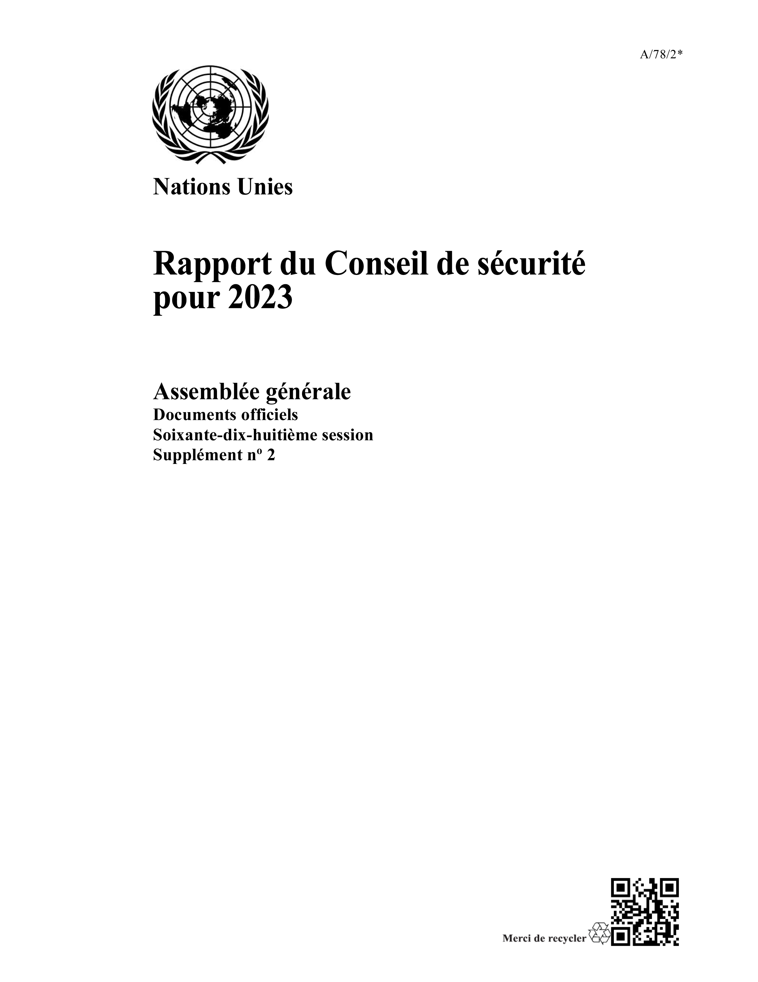image of Rapport du Conseil de sécurité pour 2023 image of Rapport du Conseil de sécurité pour 2023