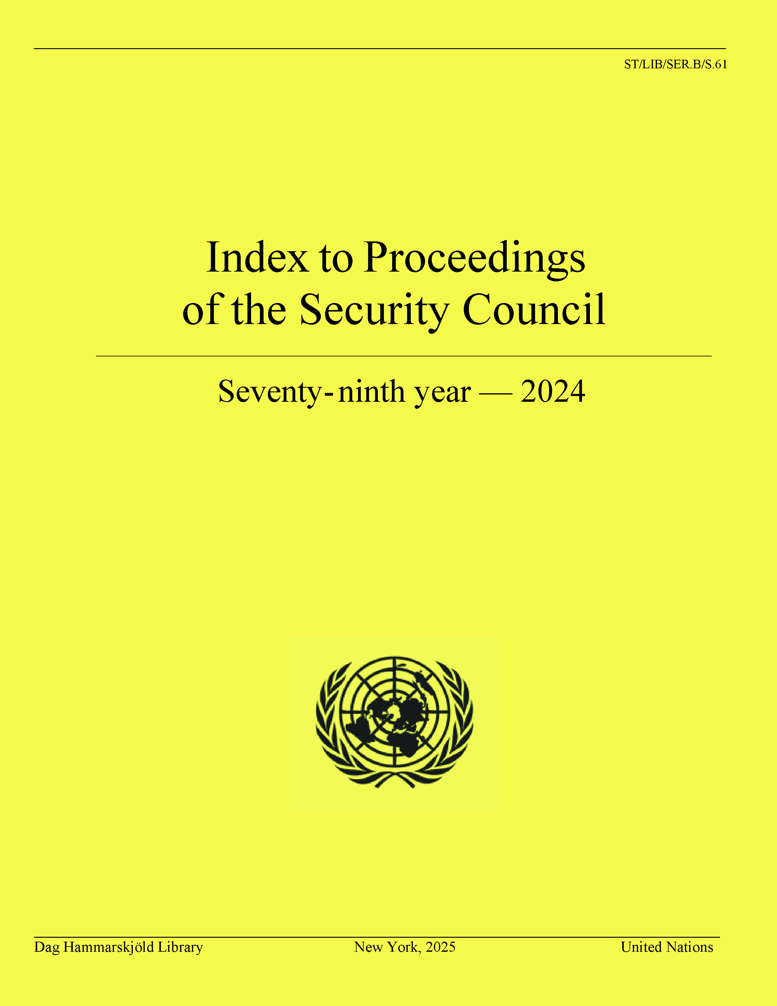 image of Index to Proceedings of the Security Council: Seventy-ninth Year, 2024