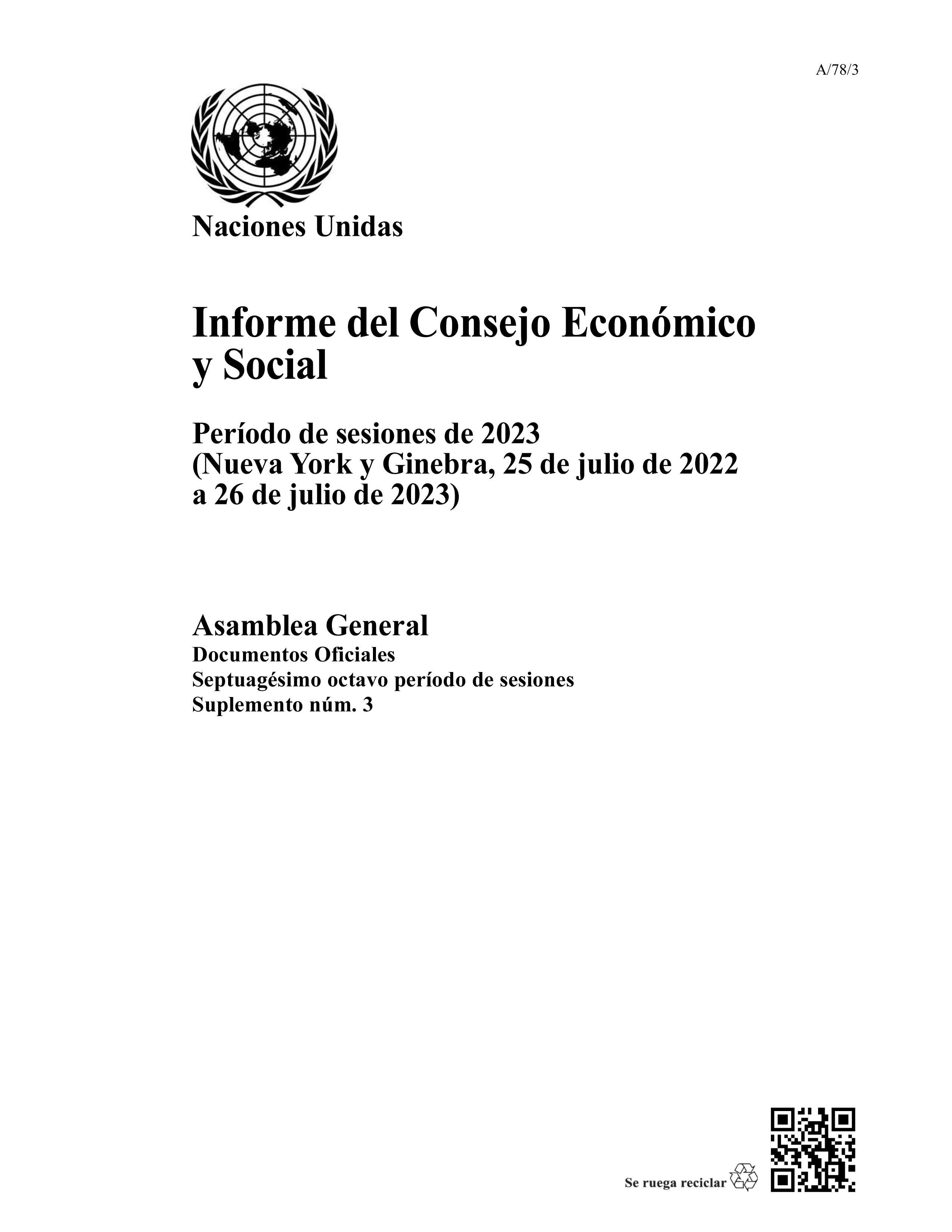 image of Informe del Consejo Económico y Social: Período de sesiones de 2023 image of Informe del Consejo Económico y Social: Período de sesiones de 2023