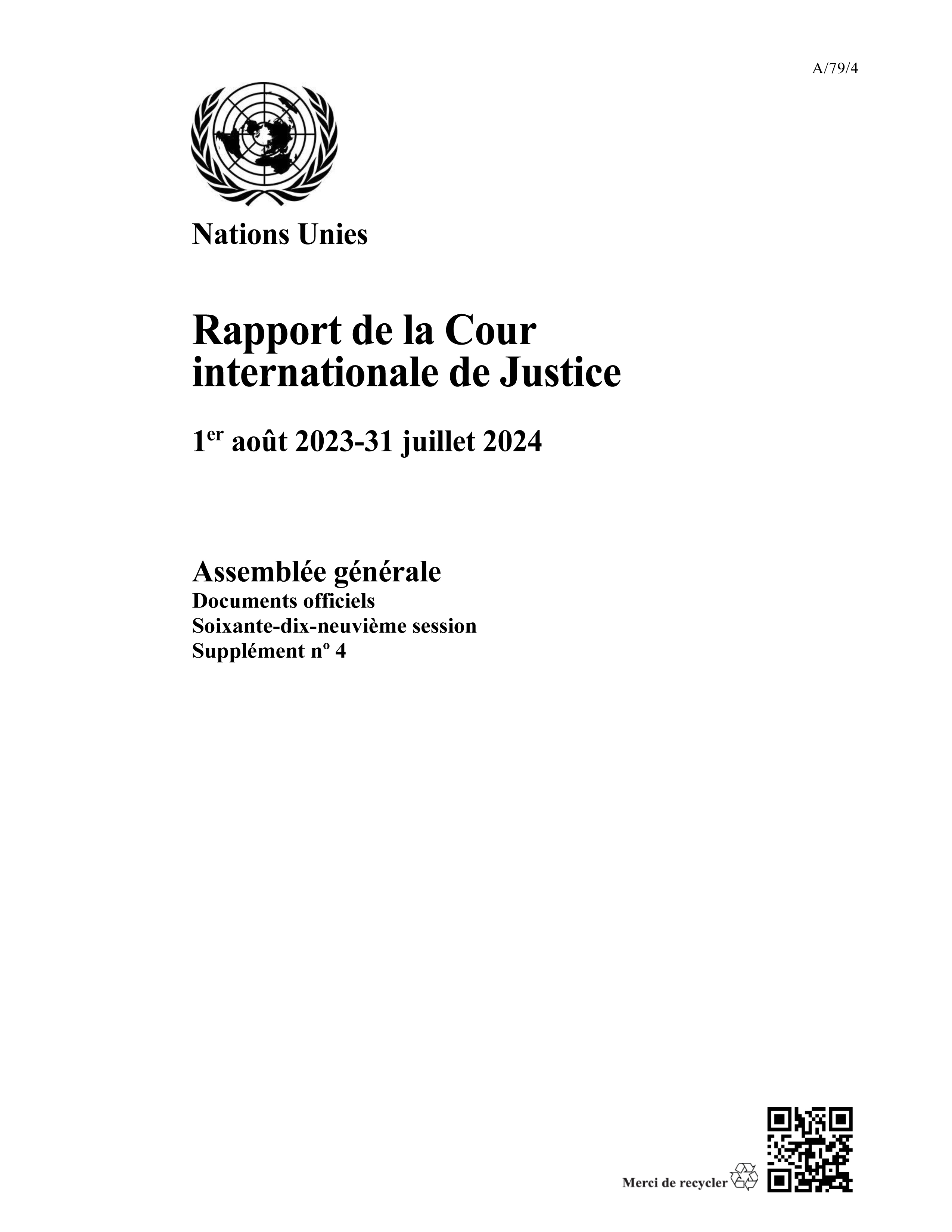 image of Rapport de la Cour internationale de Justice image of Rapport de la Cour internationale de Justice