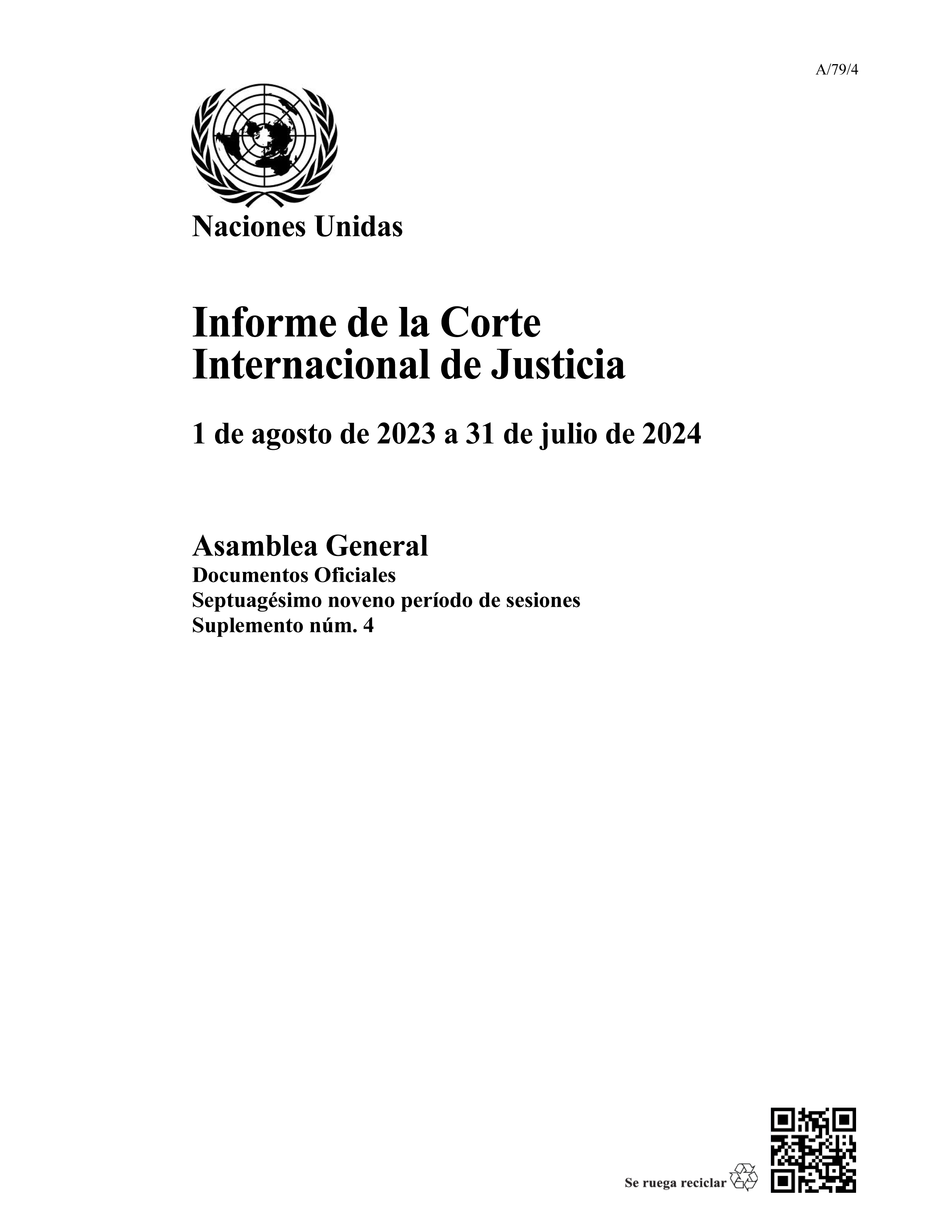 image of Informe de la Corte Internacional de Justicia image of Informe de la Corte Internacional de Justicia