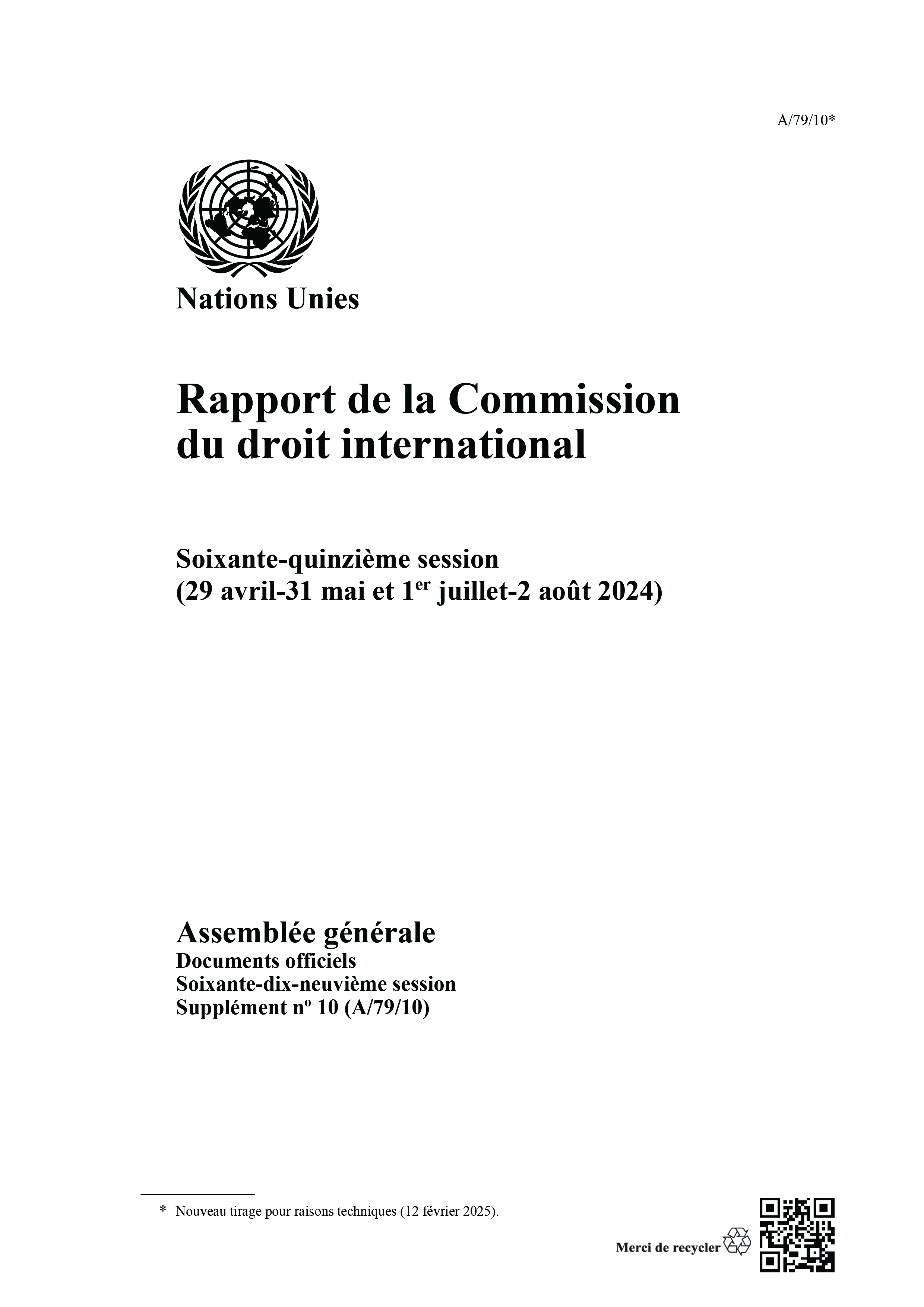 image of Rapport de la Commission du droit international image of Rapport de la Commission du droit international