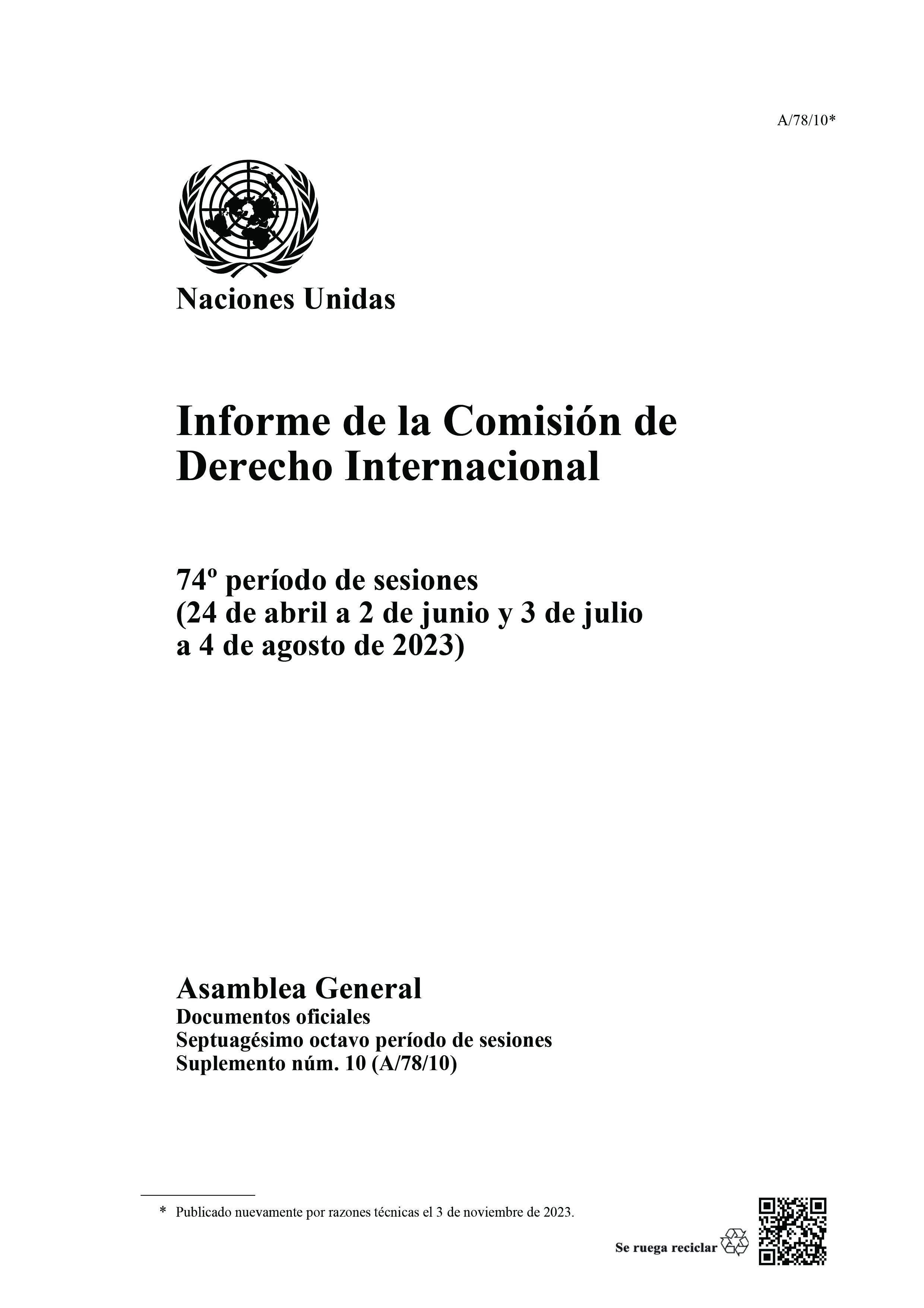 image of Informe de la Comisión de Derecho Internacional image of Informe de la Comisión de Derecho Internacional