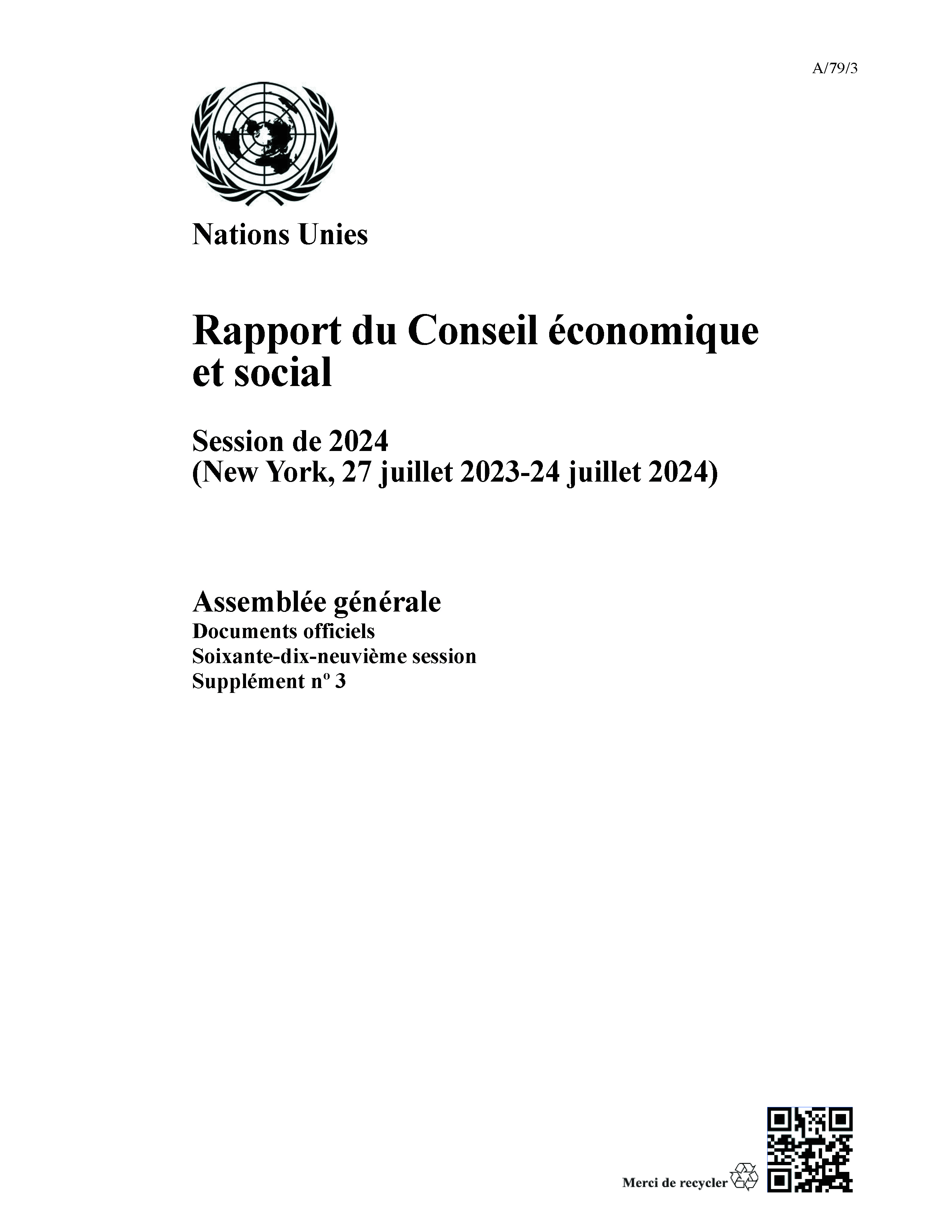 image of Rapport du Conseil économique et social: Session de 2024