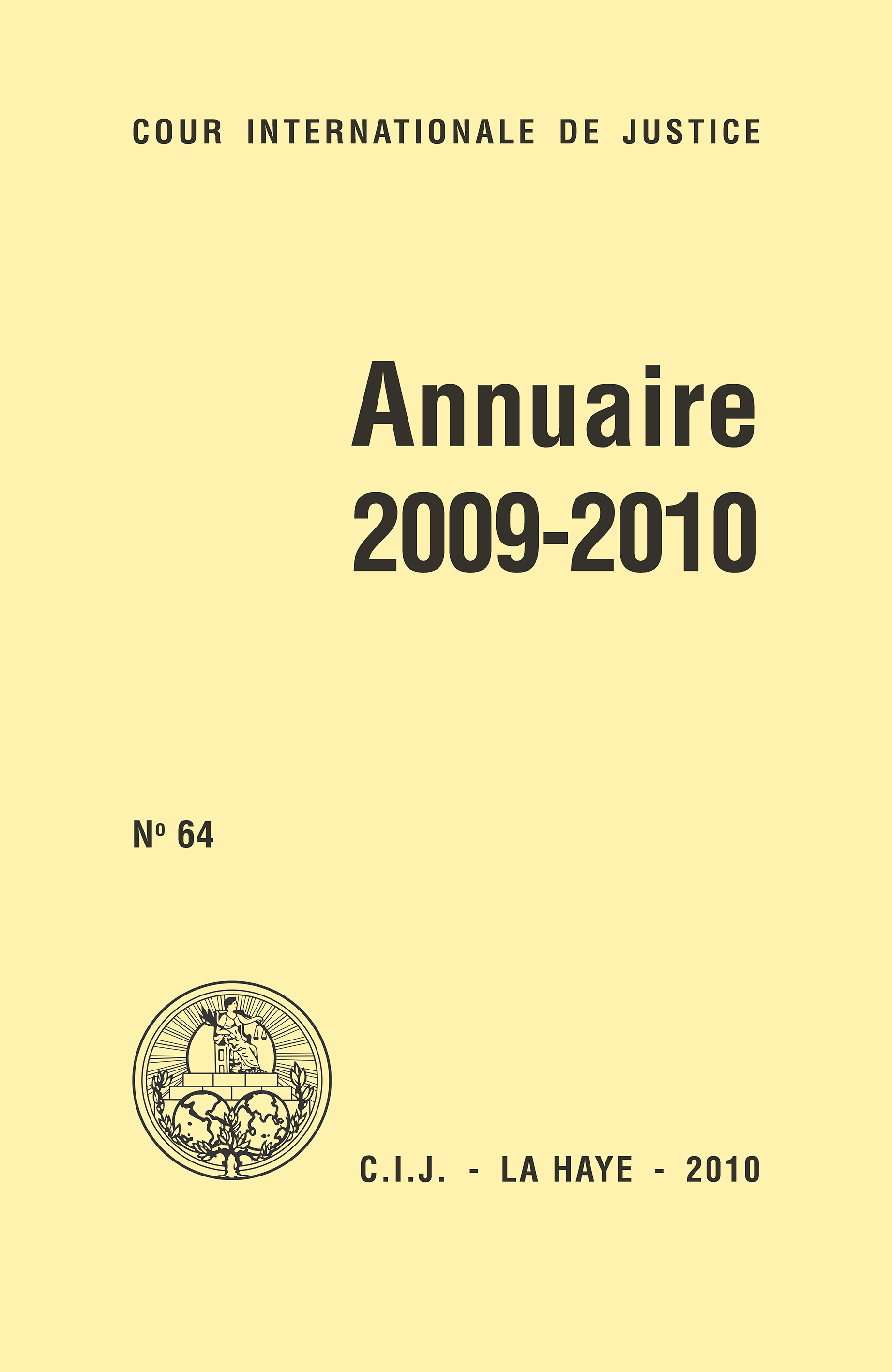 image of Cour Internationale de Justice Annuaire 2009-2010