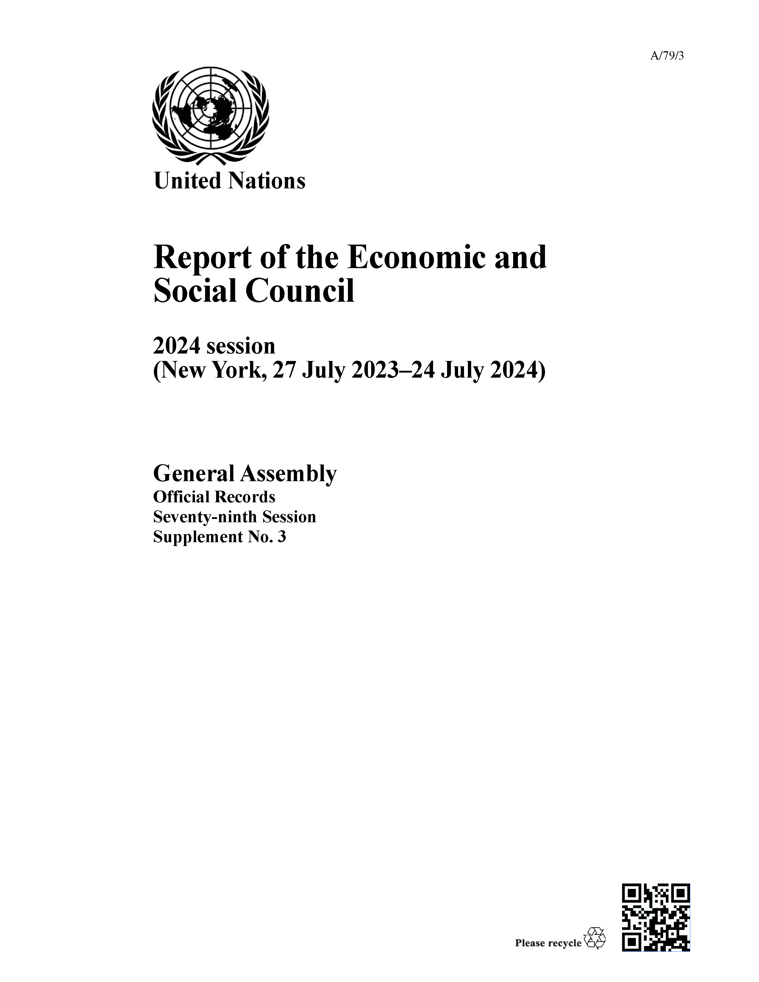 image of Report of the Economic and Social Council on its 2024 Session
