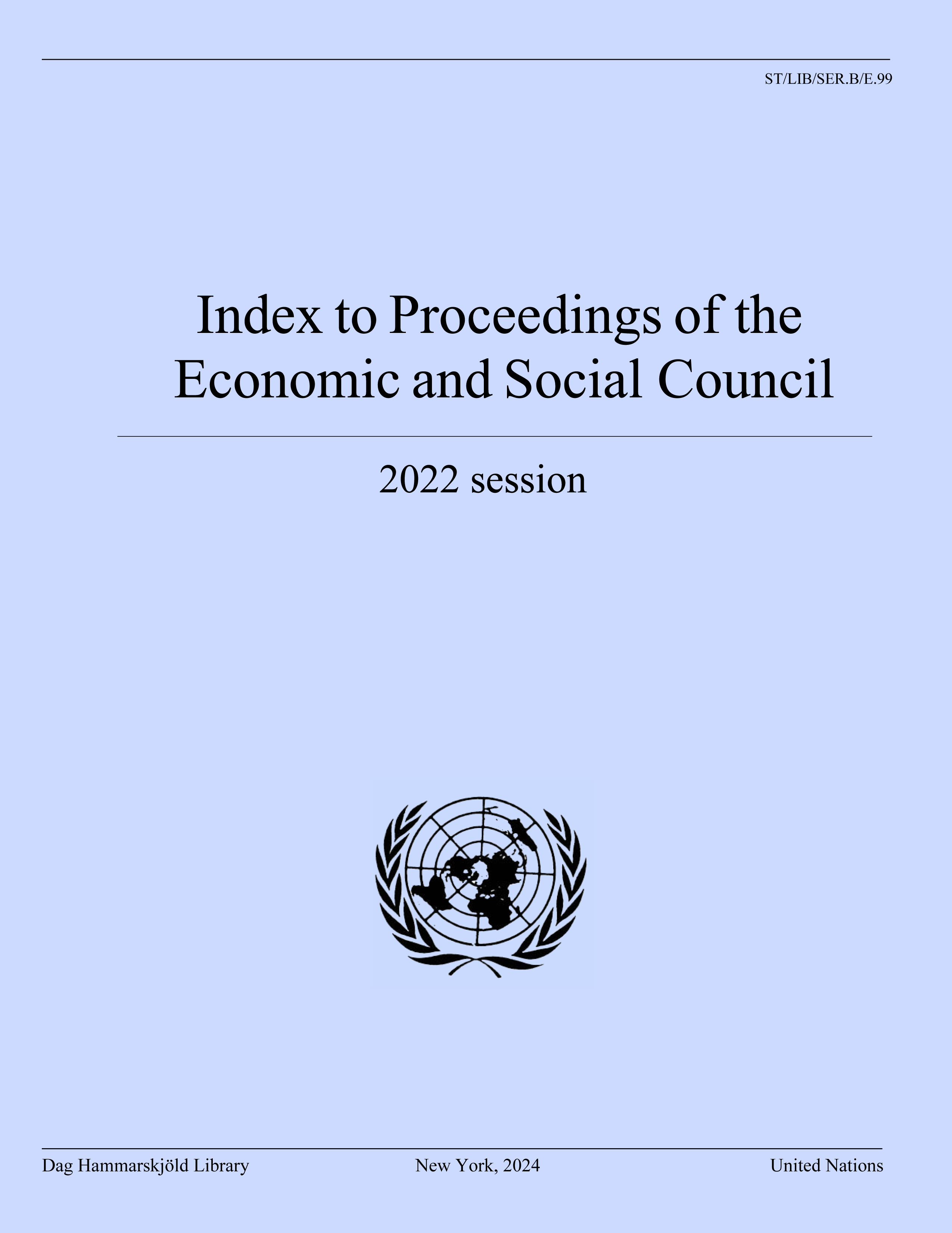 image of Index to Proceedings of the Economic and Social Council 2022