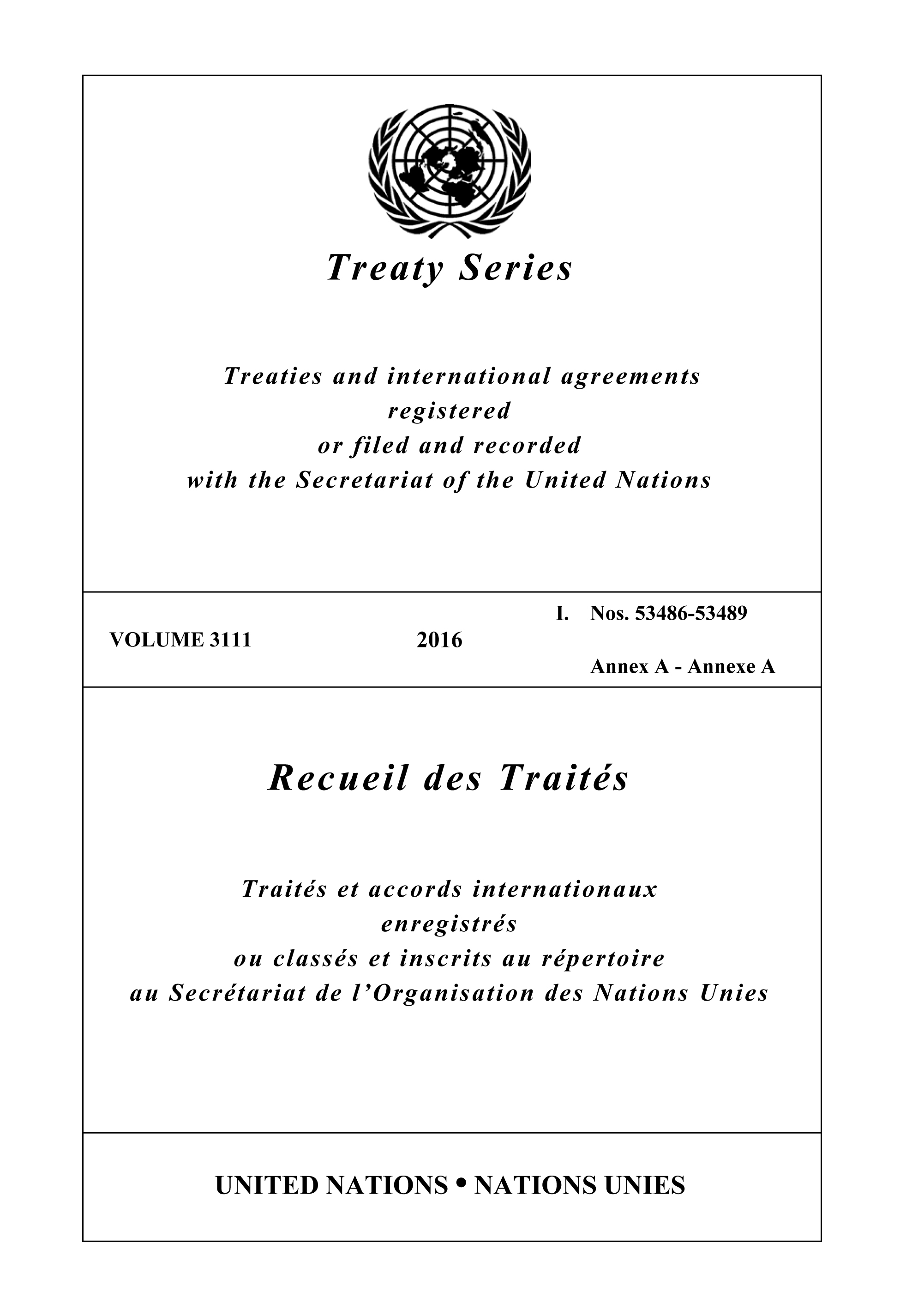 image of Recueil des Traités 3111