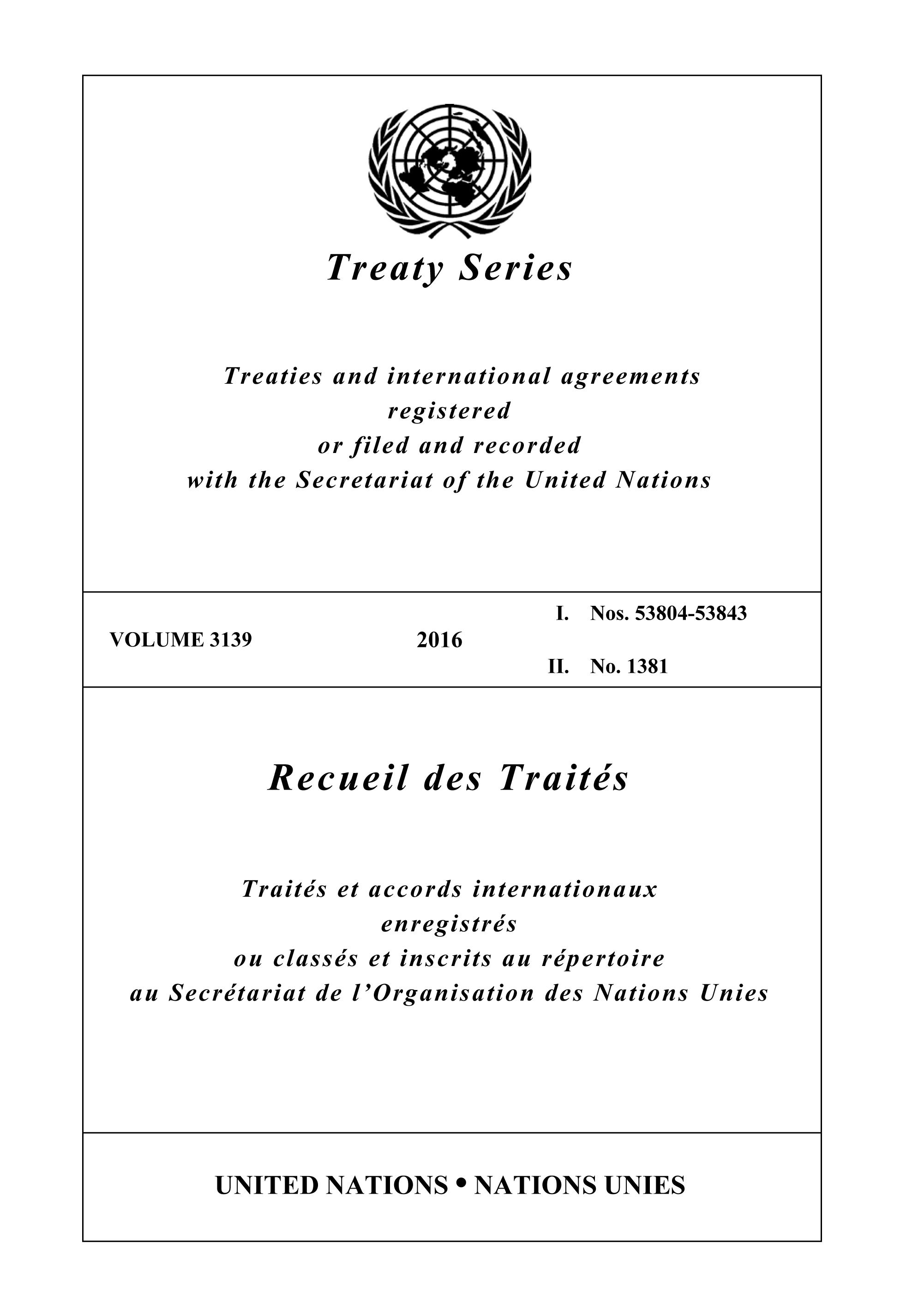 image of Recueil des Traités 3139