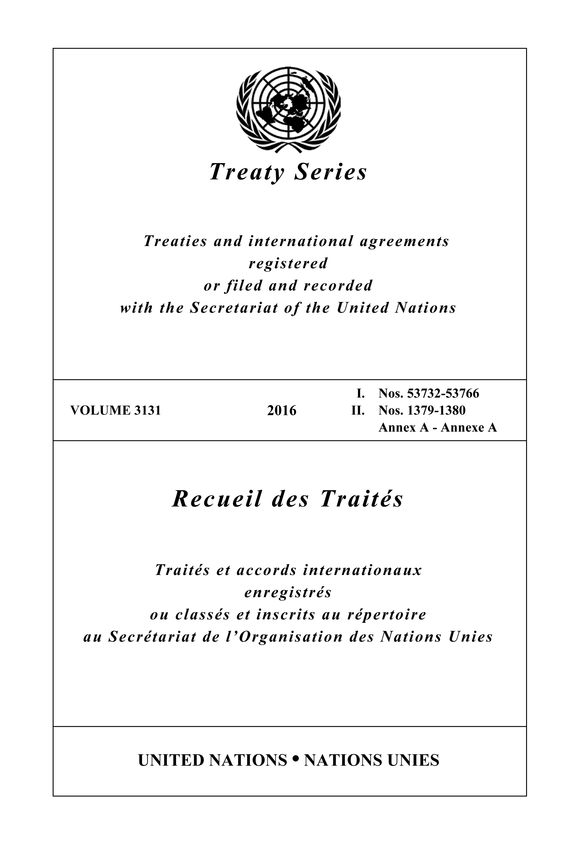 image of Recueil des Traités 3131