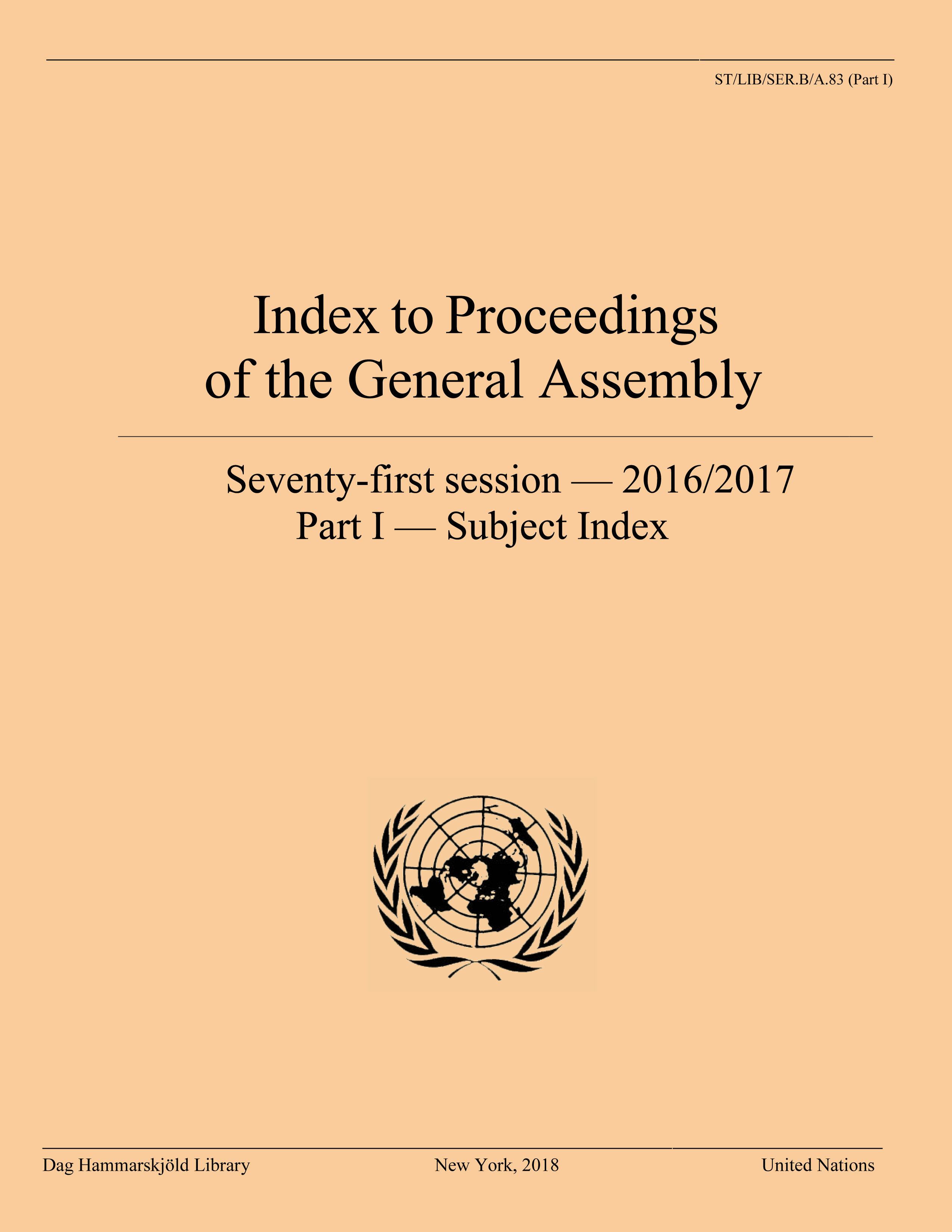 image of Index to Proceedings of the General Assembly 2016/2017