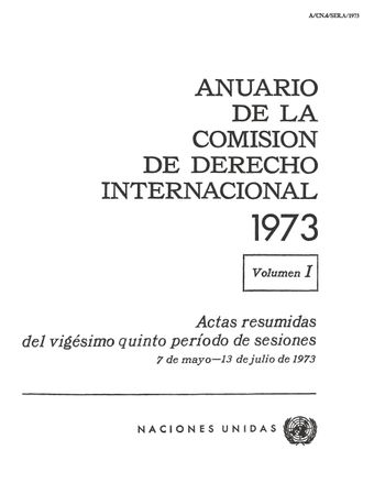 image of Anuario de la Comisión de Derecho Internacional 1973, Vol. I