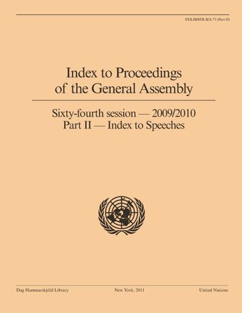image of Index to Proceedings of the General Assembly 2009/2010