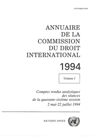 image of Annuaire de la Commission du Droit International 1994, Vol. I