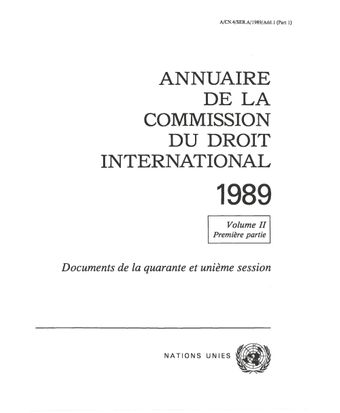image of Annuaire de la Commission du Droit International 1989, Vol. II, Partie 1