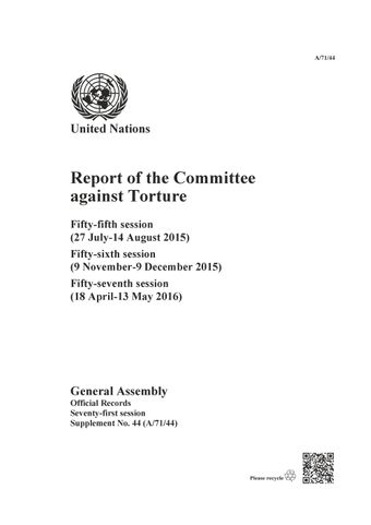 image of Report of the Committee Against Torture